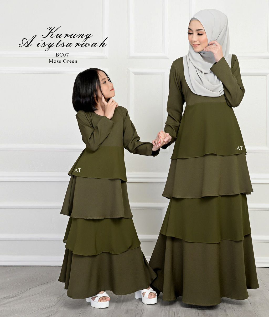 BC07 Moss Green Kurung Aisy butik bella muslim boutique baju kurung moden muslimah jubah dress nursing blouse kebaya kebarung