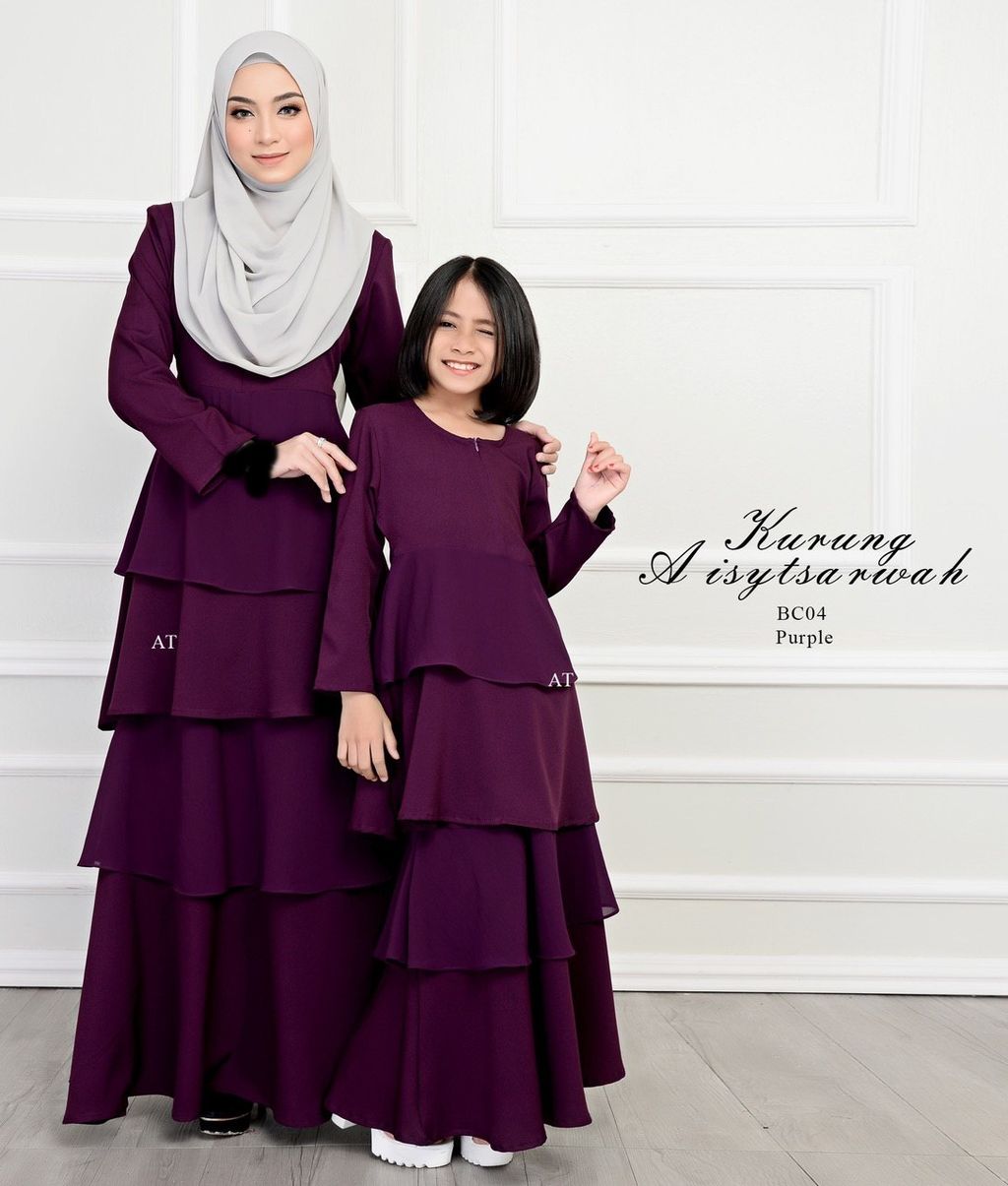 BC04 Purple Kurung Aisy butik bella muslim boutique baju kurung moden muslimah jubah dress nursing blouse kebaya kebarung