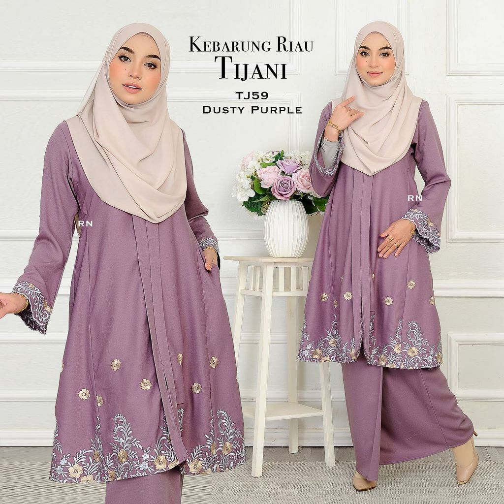 TJ59 Dusty Purple Kebarung Tijani 10.0 butik bella muslim boutique baju kurung moden muslimah jubah dress nursing blouse kebaya kebarung