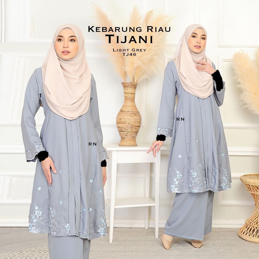 TJ46 Light Grey Kebarung Tijani 9.0 butik bella muslim boutique baju kurung moden muslimah jubah dress nursing blouse kebaya kebarung