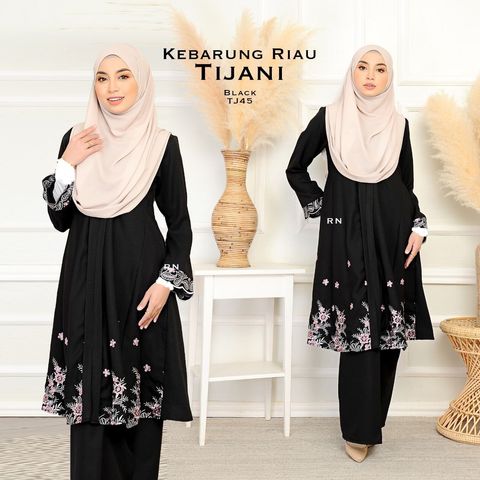 TJ45 Black Kebarung Tijani 9.0 butik bella muslim boutique baju kurung moden muslimah jubah dress nursing blouse kebaya kebarung