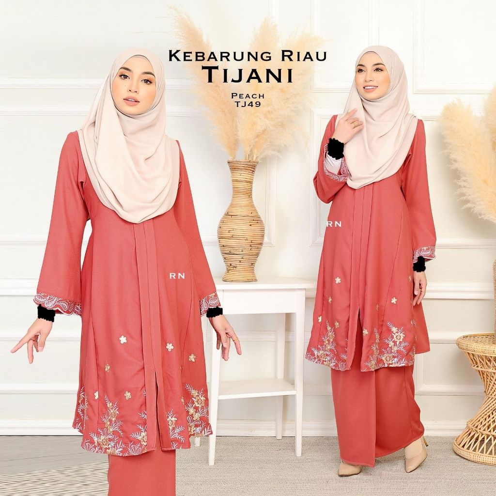TJ49 Peach Kebarung Tijani 9.0 butik bella muslim boutique baju kurung moden muslimah jubah dress nursing blouse kebaya kebarung