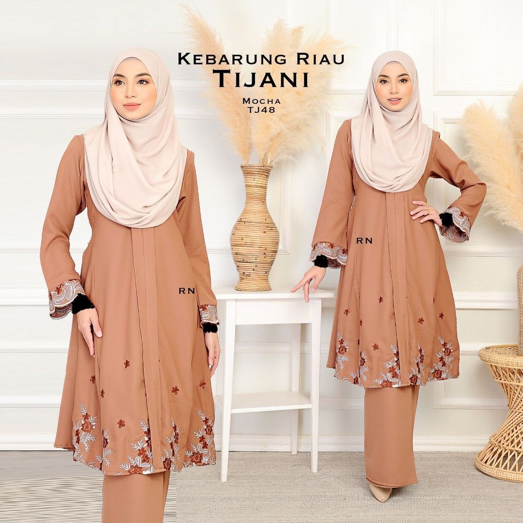 TJ48 Mocha Kebarung Tijani 9.0 butik bella muslim boutique baju kurung moden muslimah jubah dress nursing blouse kebaya kebarung