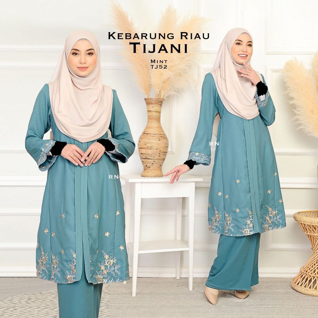 TJ52 Mint Kebarung Tijani 9.0 butik bella muslim boutique baju kurung moden muslimah jubah dress nursing blouse kebaya kebarung