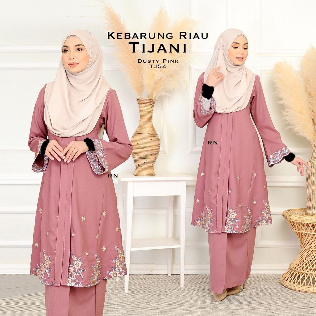 TJ54 Dusty Pink Kebarung Tijani 9.0 butik bella muslim boutique baju kurung moden muslimah jubah dress nursing blouse kebaya kebarung