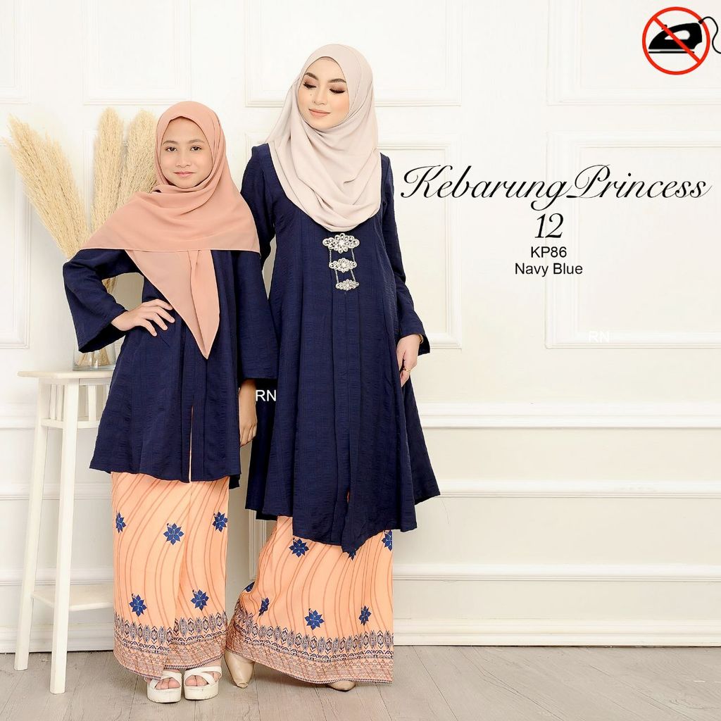 KP86 Navy Blue Kebarung Princess 12.0 butik bella muslim boutique baju kurung moden muslimah jubah dress nursing blouse kebaya kebarung