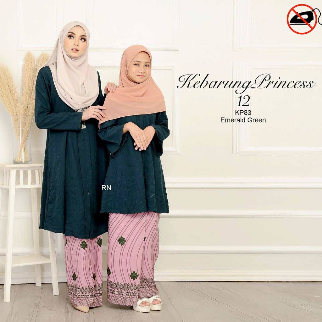 KP83 Emerald Green Kebarung Princess 12.0 butik bella muslim boutique baju kurung moden muslimah jubah dress nursing blouse kebaya kebarung
