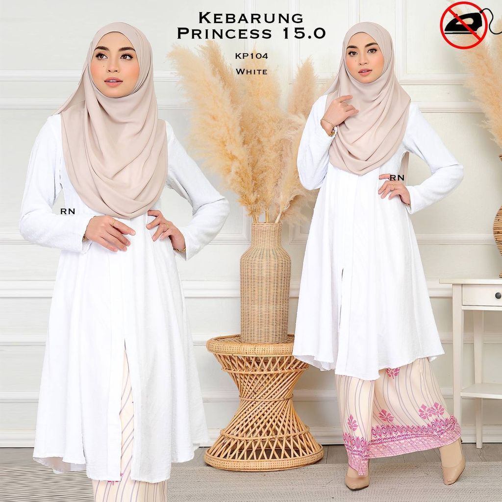 KP104 White Kebarung Princess 15.0 butik bella muslim boutique baju kurung moden muslimah jubah dress nursing blouse kebaya kebarung
