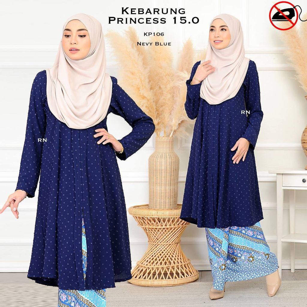 KP106 Navy Blue Kebarung Princess 15.0 butik bella muslim boutique baju kurung moden muslimah jubah dress nursing blouse kebaya kebarung