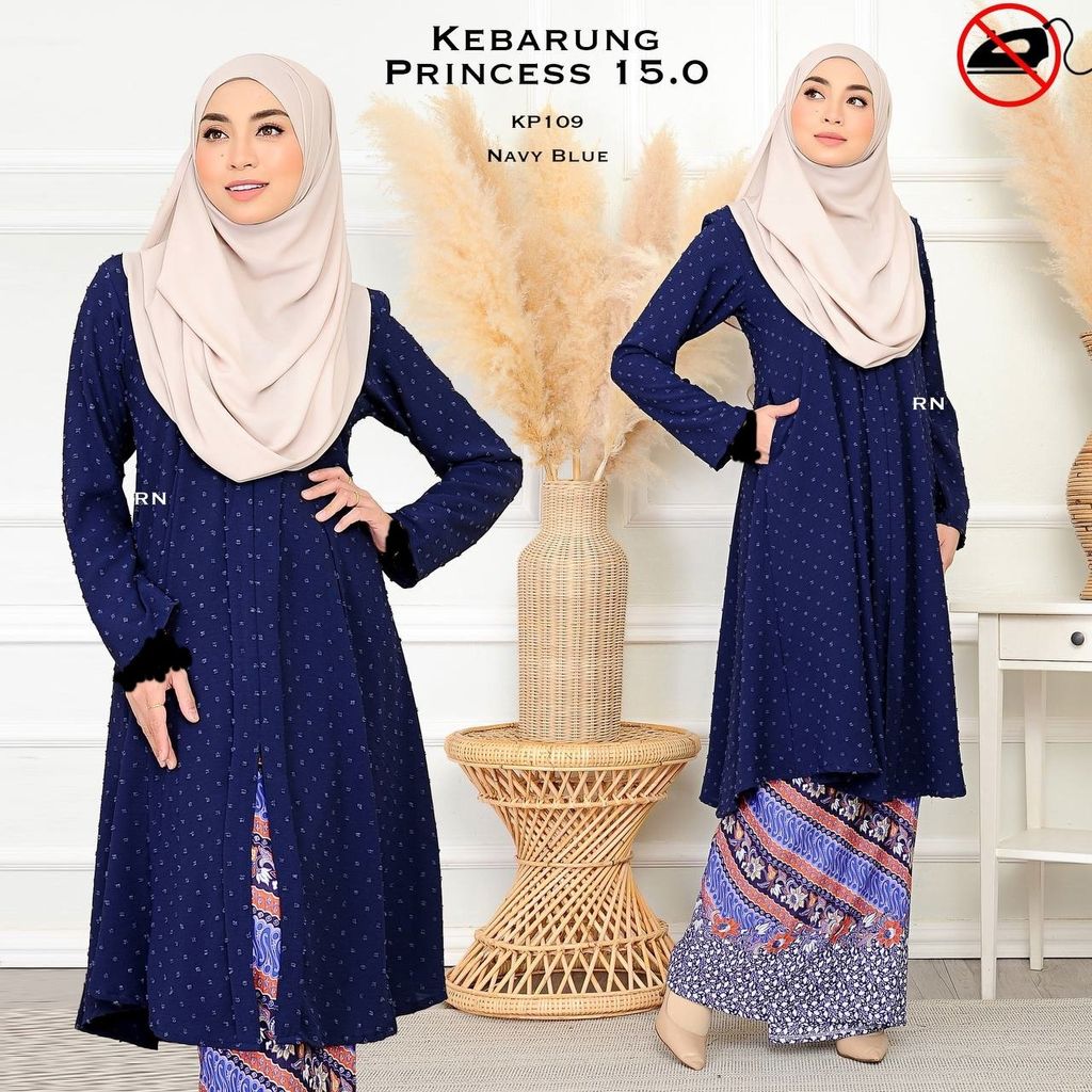 KP109 Navy Blue 2 Kebarung Princess 15.0 butik bella muslim boutique baju kurung moden muslimah jubah dress nursing blouse kebaya kebarung