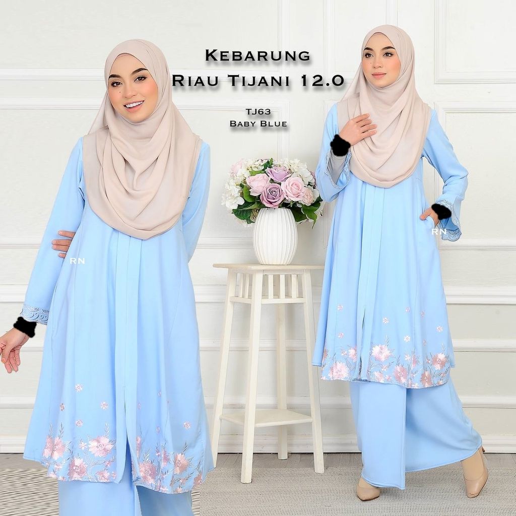 TJ63 Baby blue Kebarung Tijani 12.0 butik bella muslim boutique baju kurung moden muslimah jubah dress nursing blouse kebaya