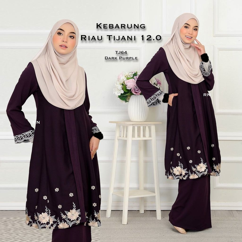 TJ64 Dark Purple Kebarung Tijani 12.0 butik bella muslim boutique baju kurung moden muslimah jubah dress nursing blouse kebaya