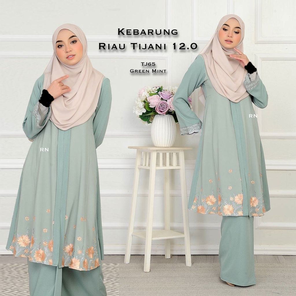 TJ65 Green Mint Kebarung Tijani 12.0 butik bella muslim boutique baju kurung moden muslimah jubah dress nursing blouse kebaya
