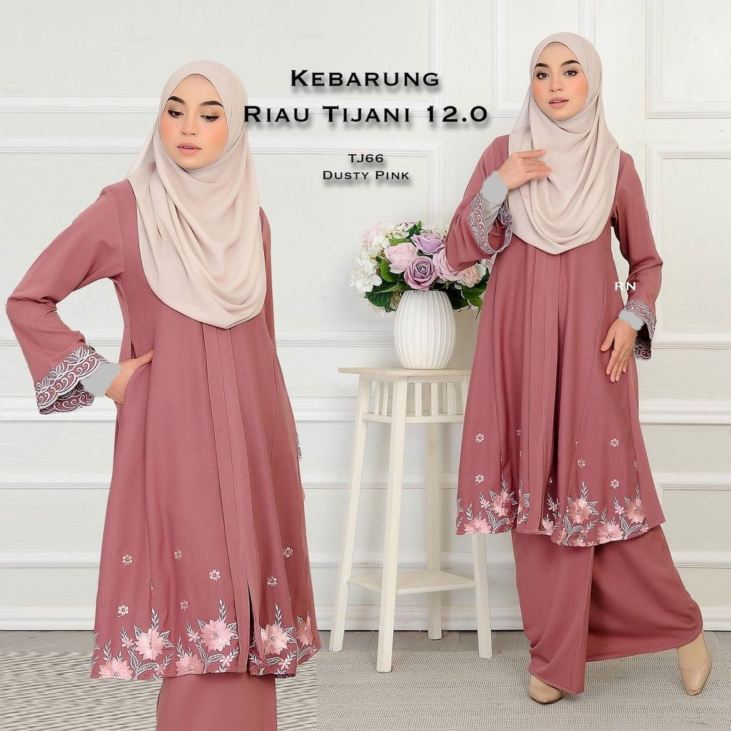 TJ66 Dusty Pink Kebarung Tijani 12.0 butik bella muslim boutique baju kurung moden muslimah jubah dress nursing blouse kebaya