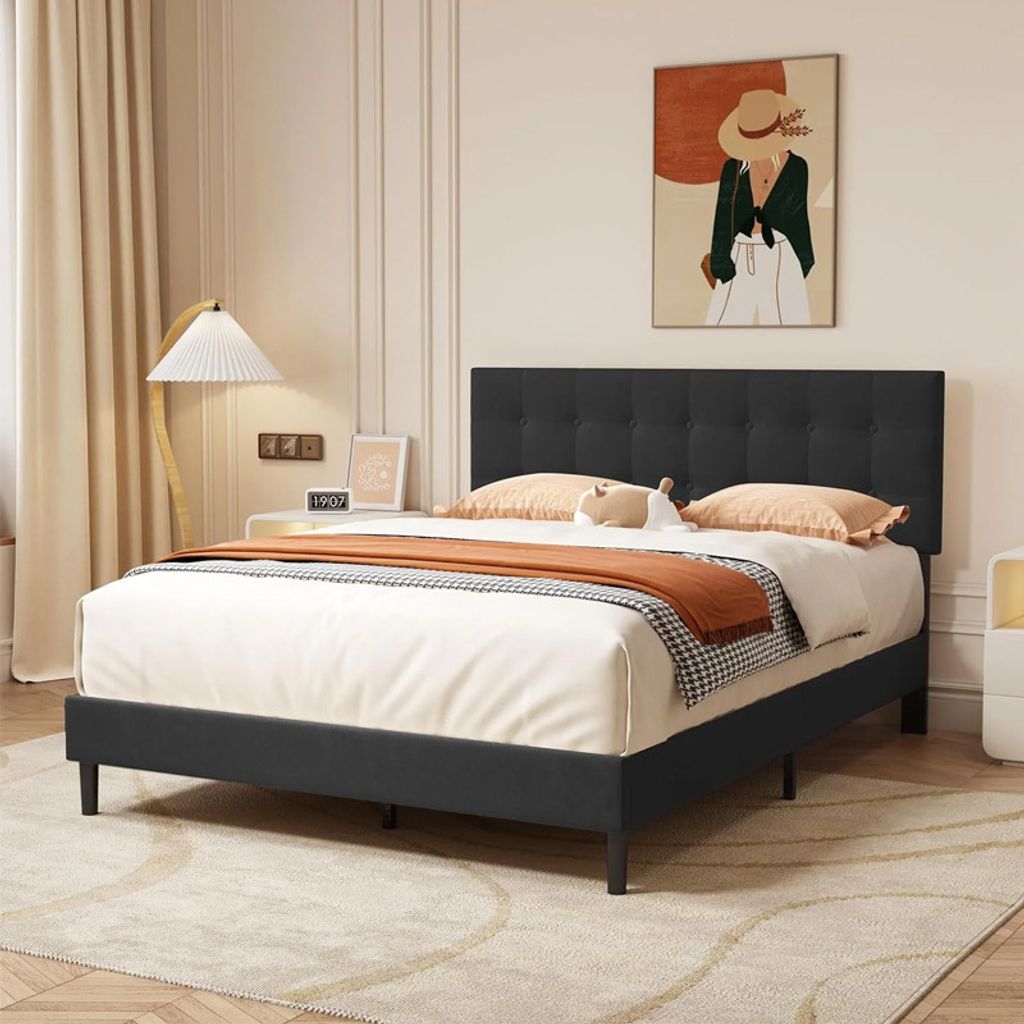 Button-Tufted-Linen-Upholder-Headboard-Bed