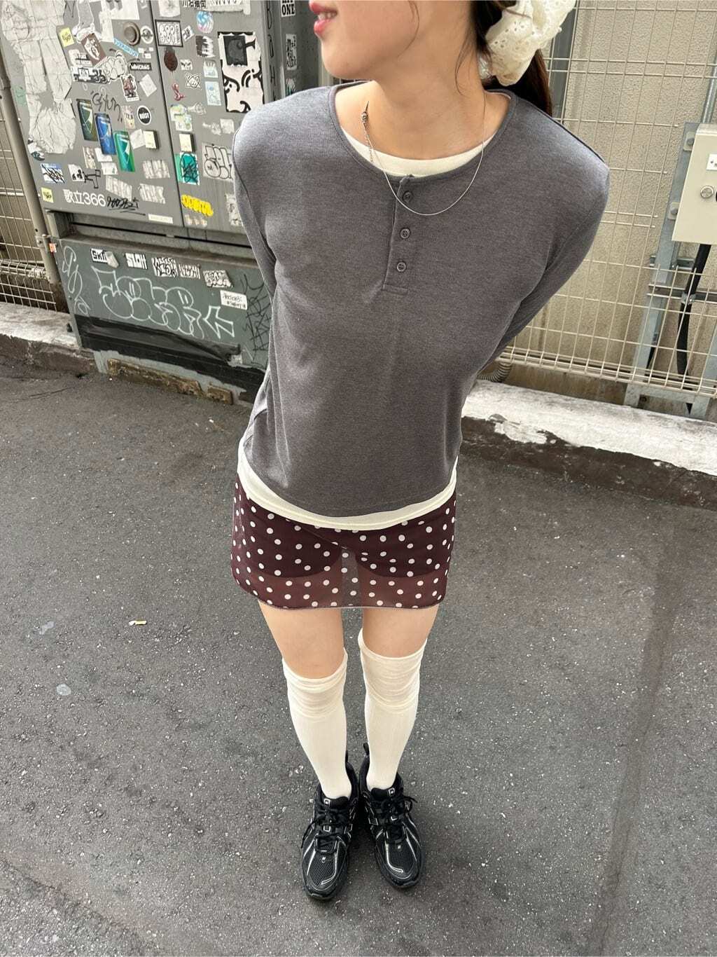 羅紋上層堆堆中筒襪｜04 米色