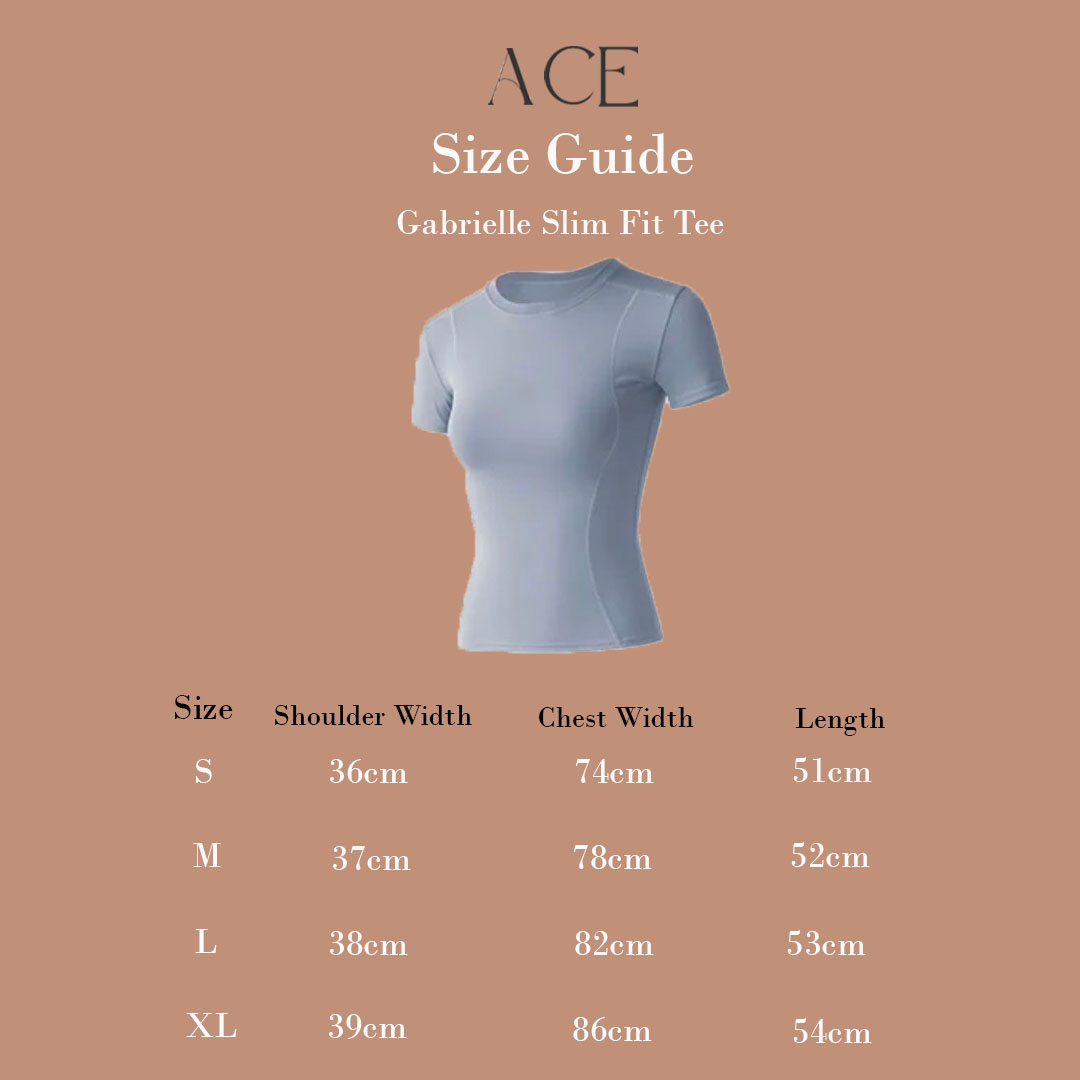 Gabrielle Slim Fit Tee Size Guide