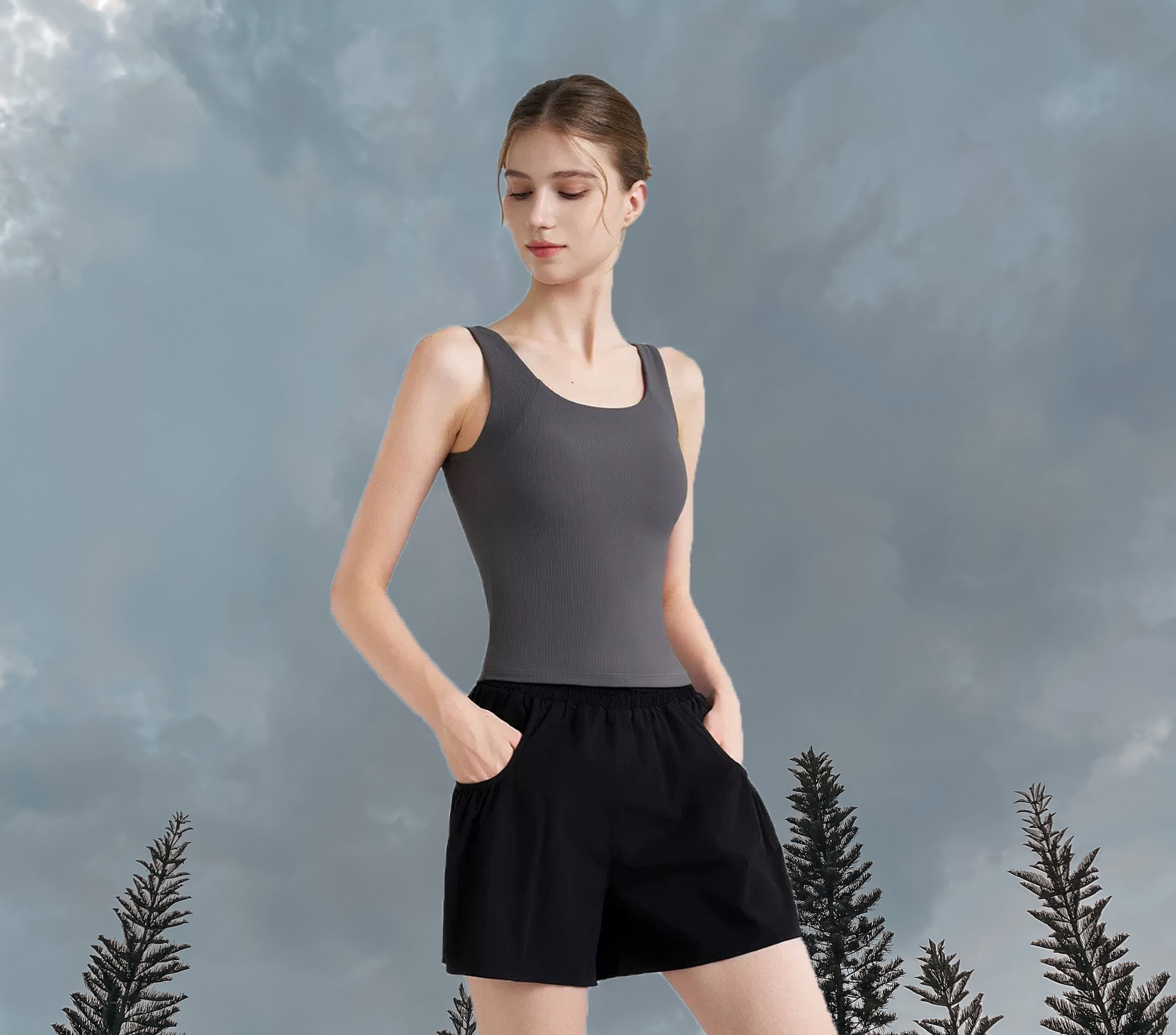 Eleanor Longline Padded - Dark Grey