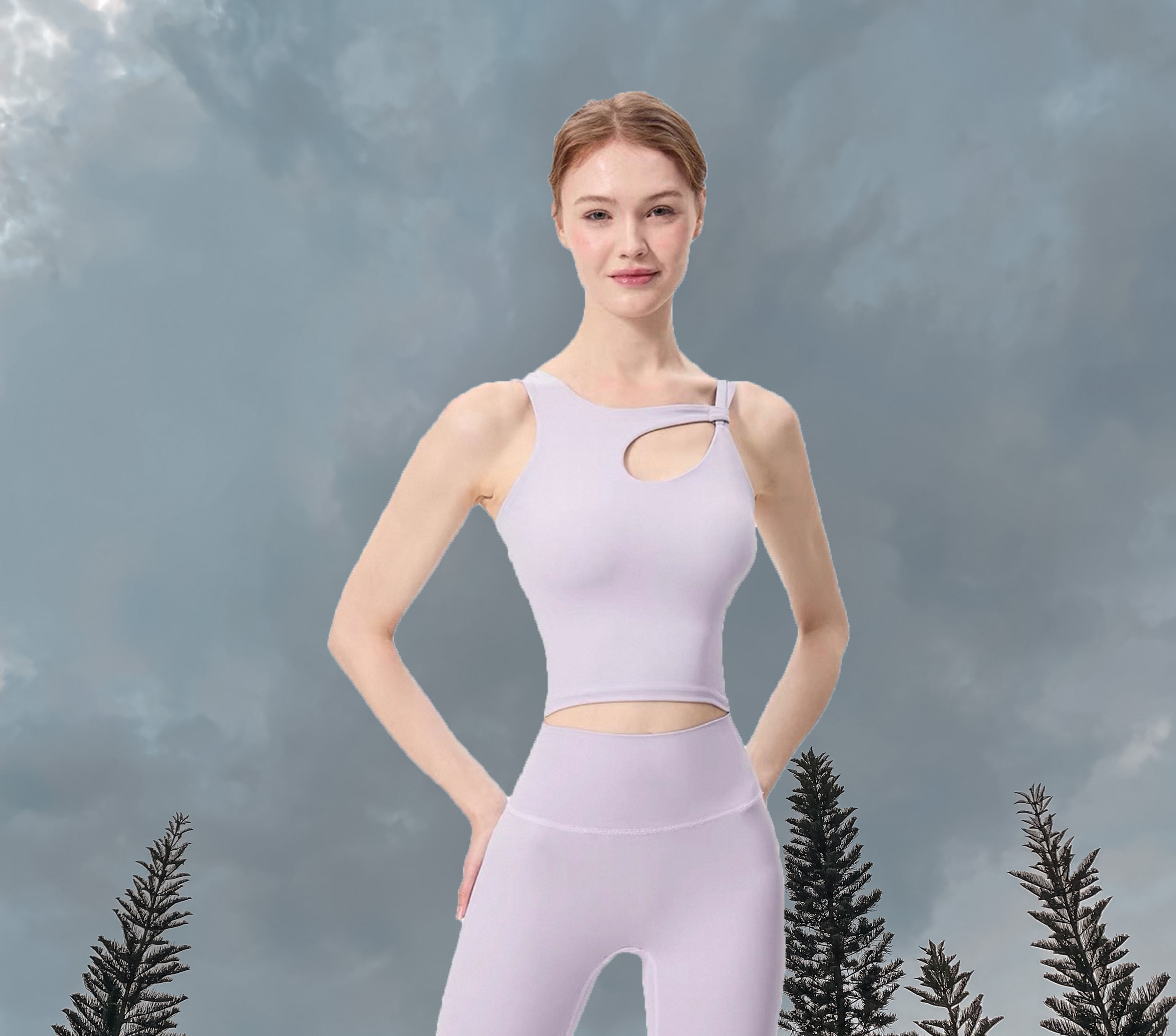 Hailey Longline Padded - Purple (Front)