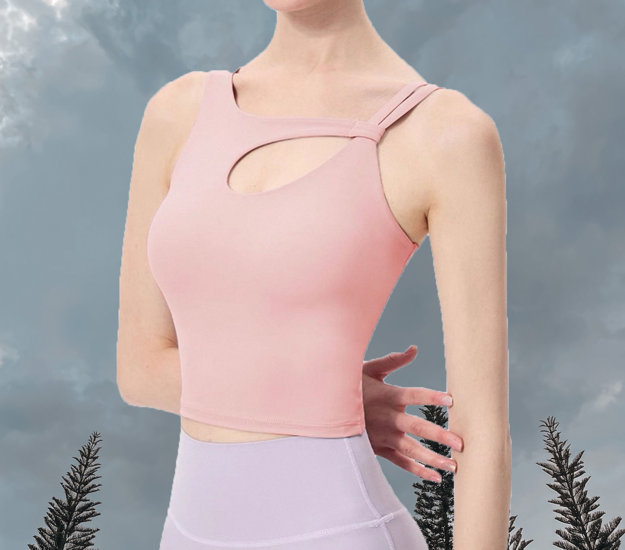 Hailey Longline Padded - Soft Pink (Front)