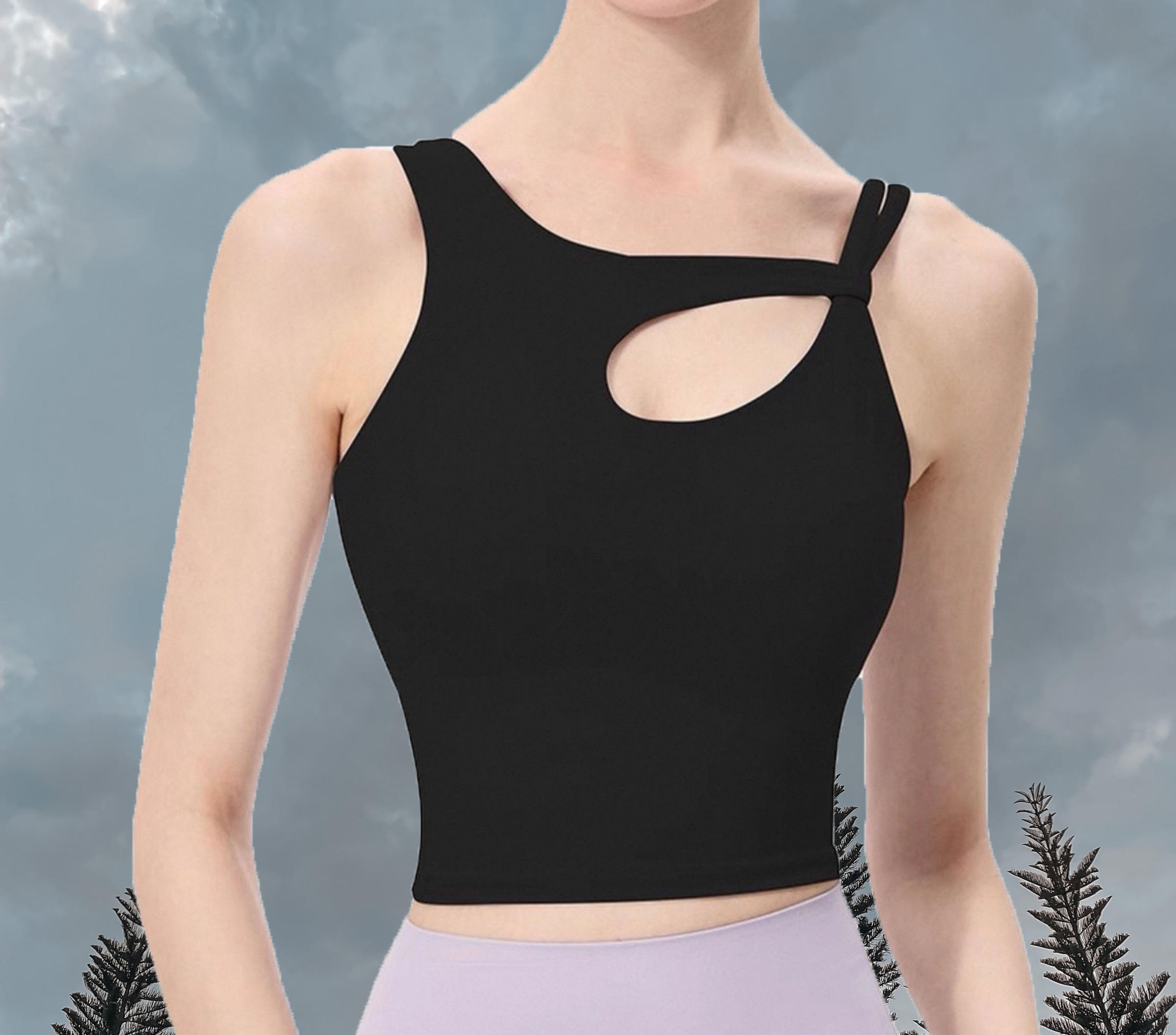 Hailey Longline Padded - Black (Front)