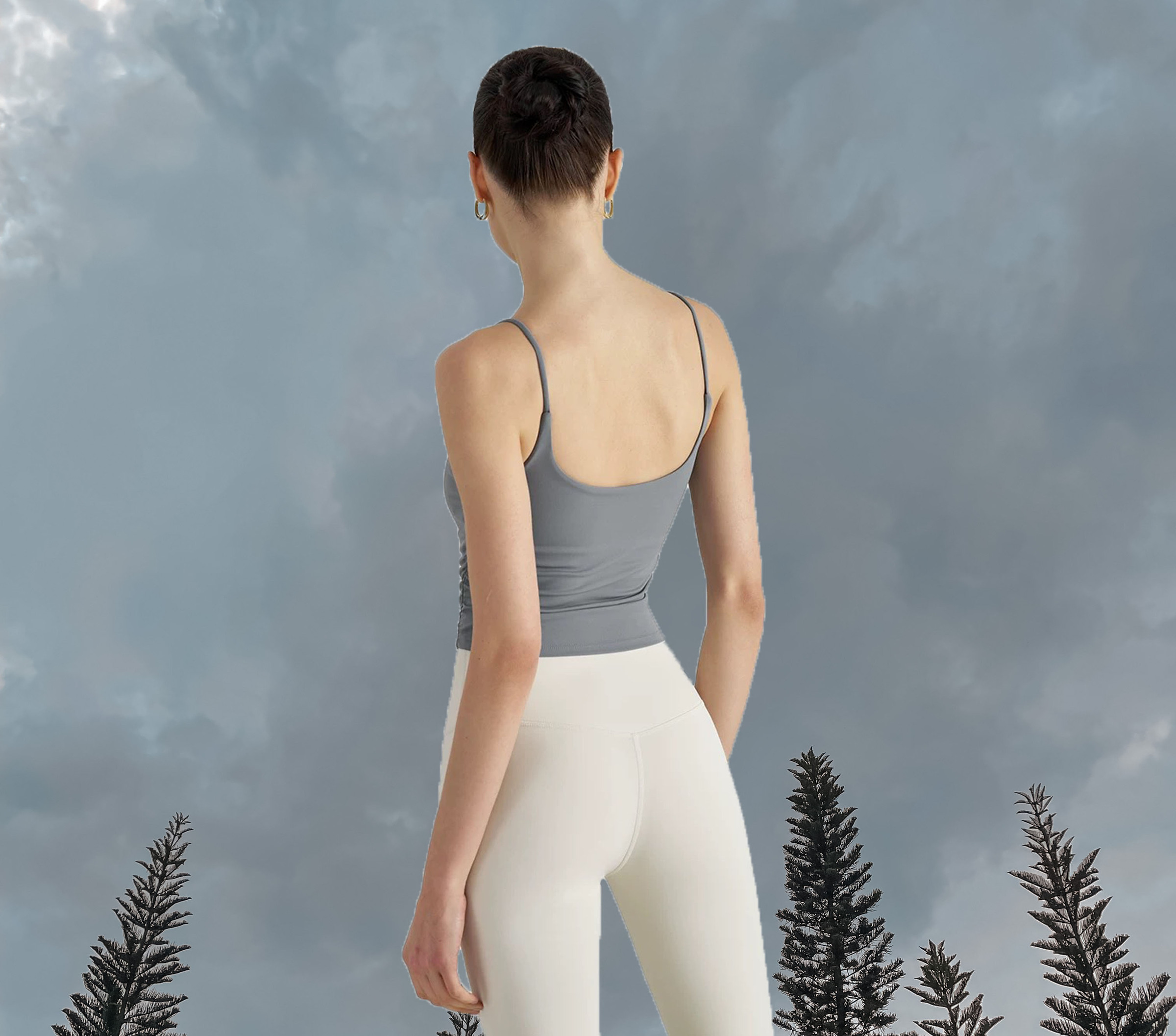 Cici Sport Bra - Rhino Grey (Back)