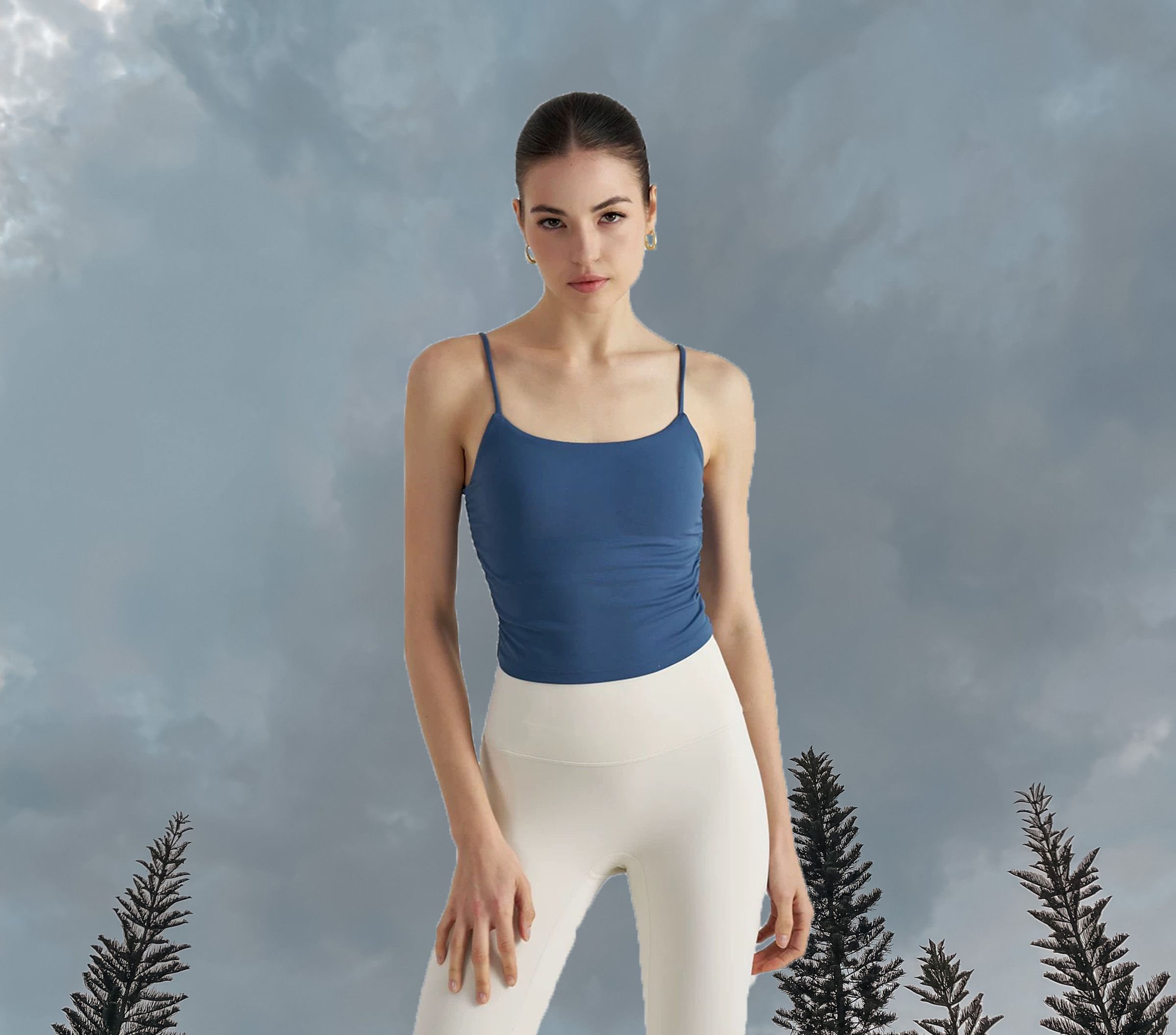 Cici Sport Bra - Bitumen Blue (Front)