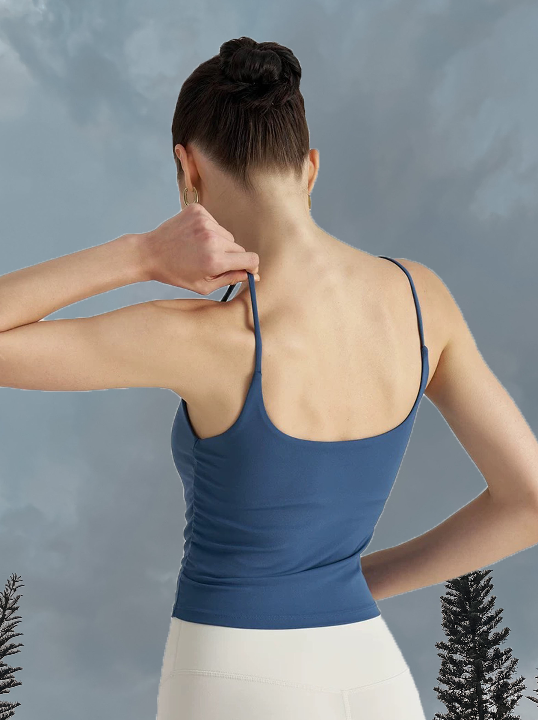 Cici Sport Bra - Bitumen Blue (Back)