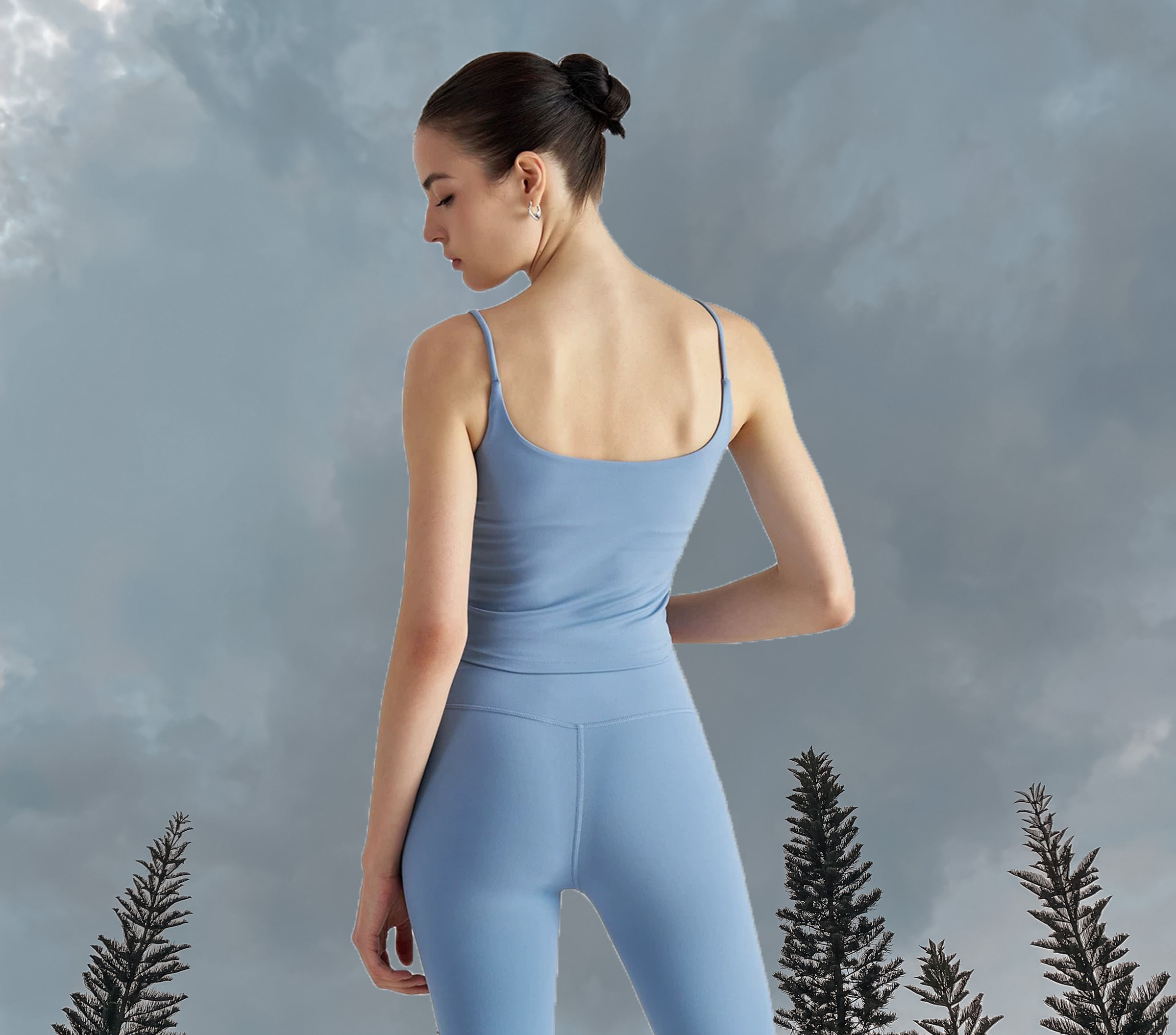 Cici Sport Bra - Blue Willow (Back)