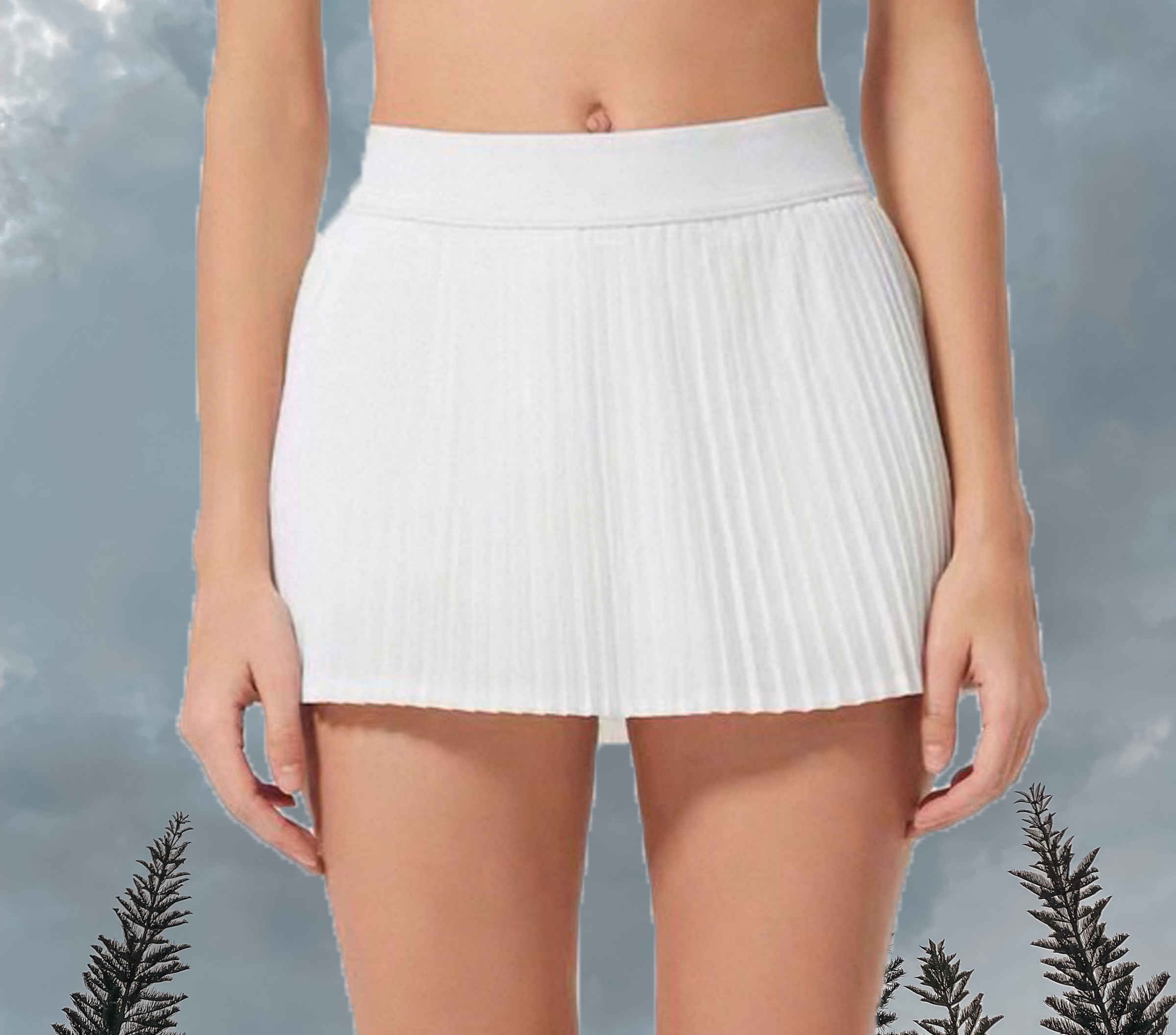 Varsity Pleated A-Line Skort - White