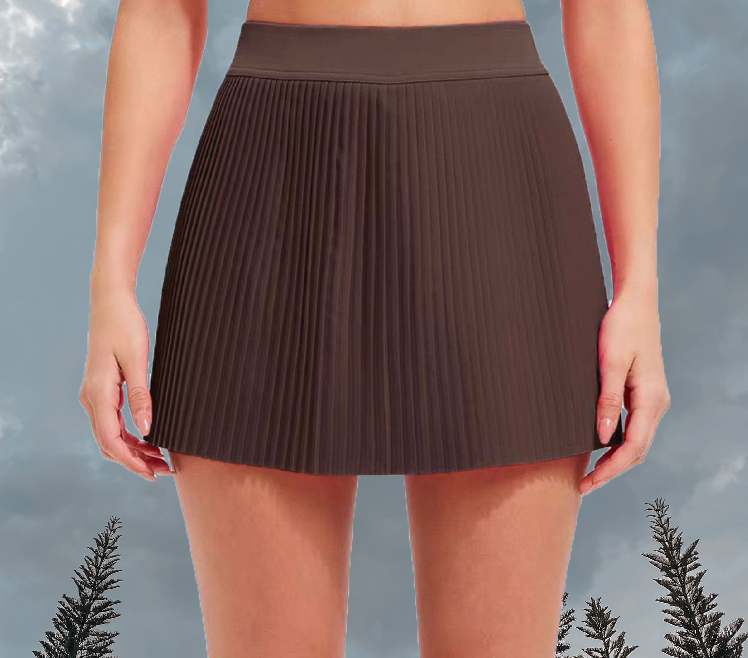Varsity Pleated A-Line Skort - Espresso