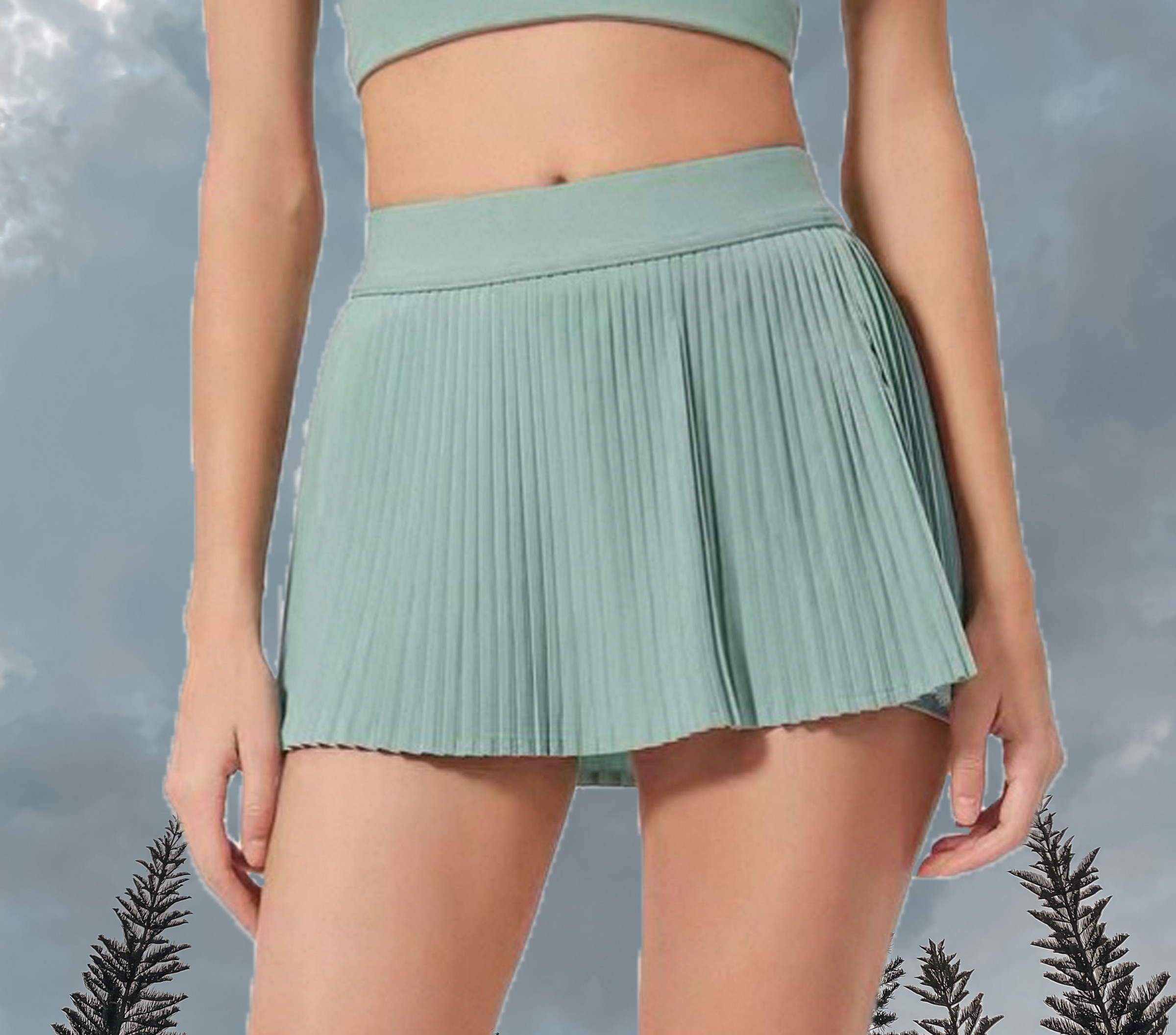 Varsity A-Line Pleated Skort - Mint Green