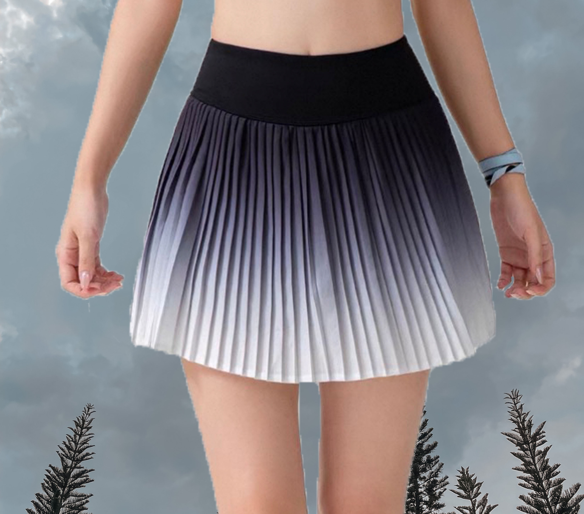 Gradient A-Line Skort - Black 1