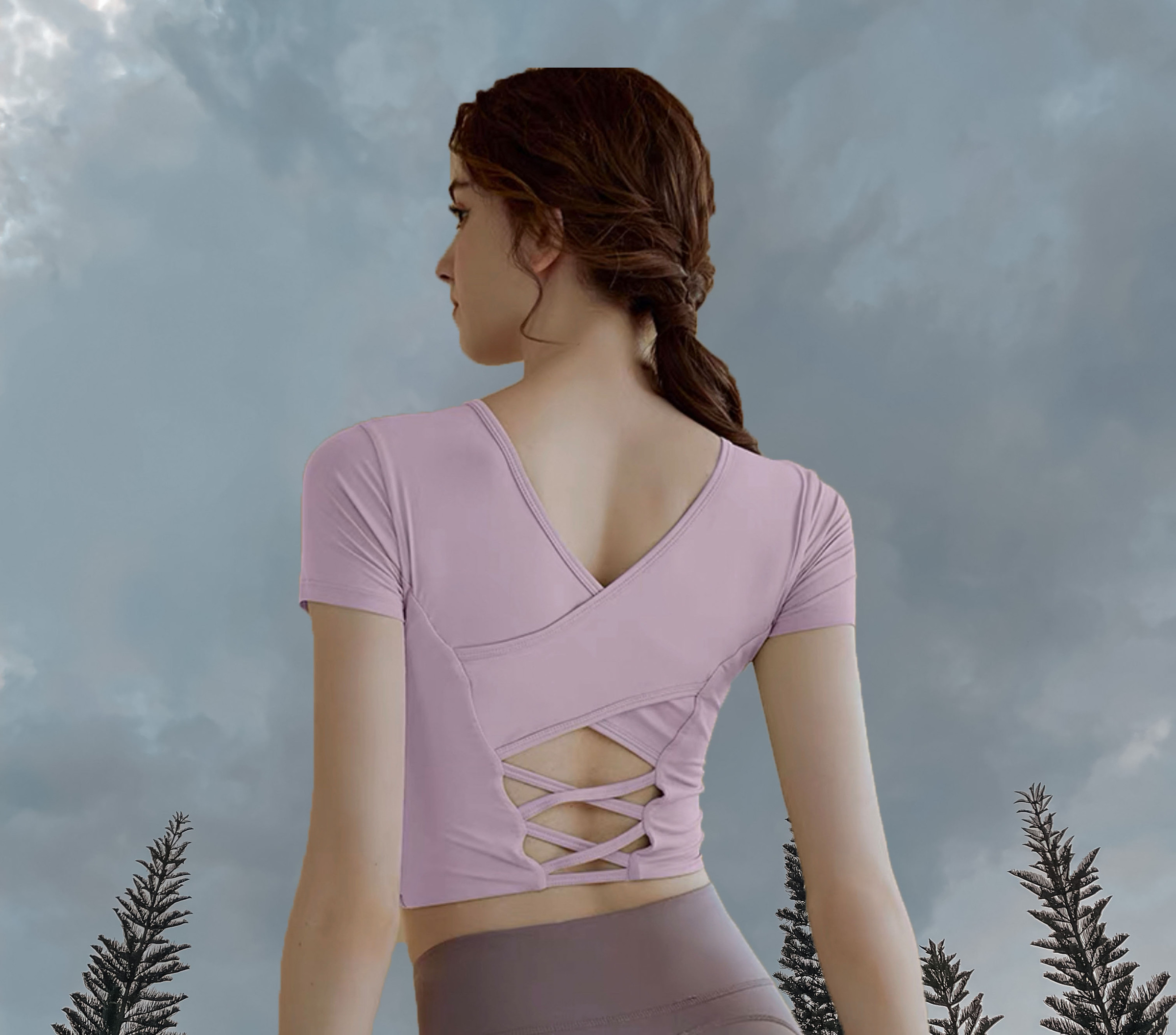 ladies tee back purple