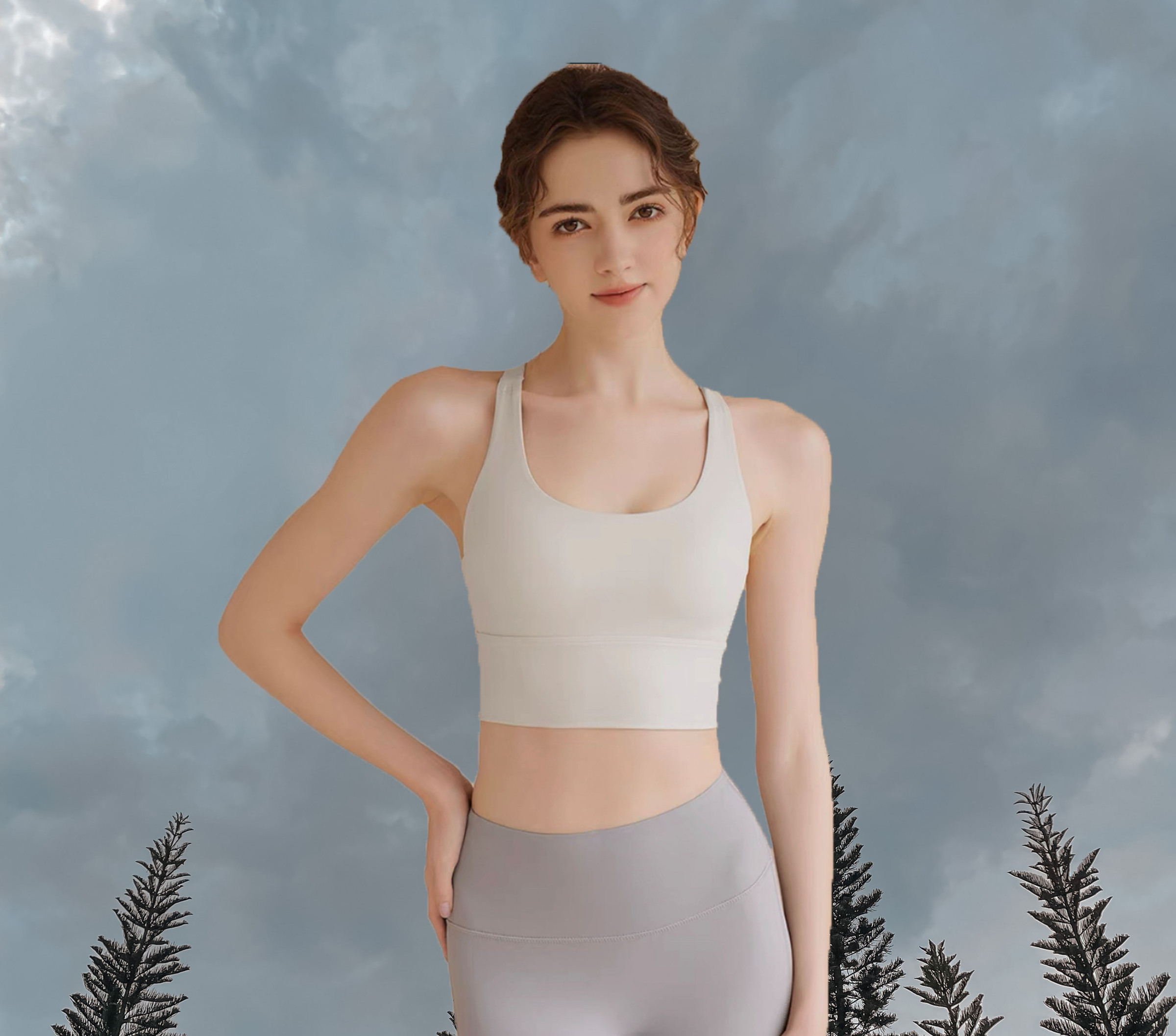 Sandra Sport Bra White Front
