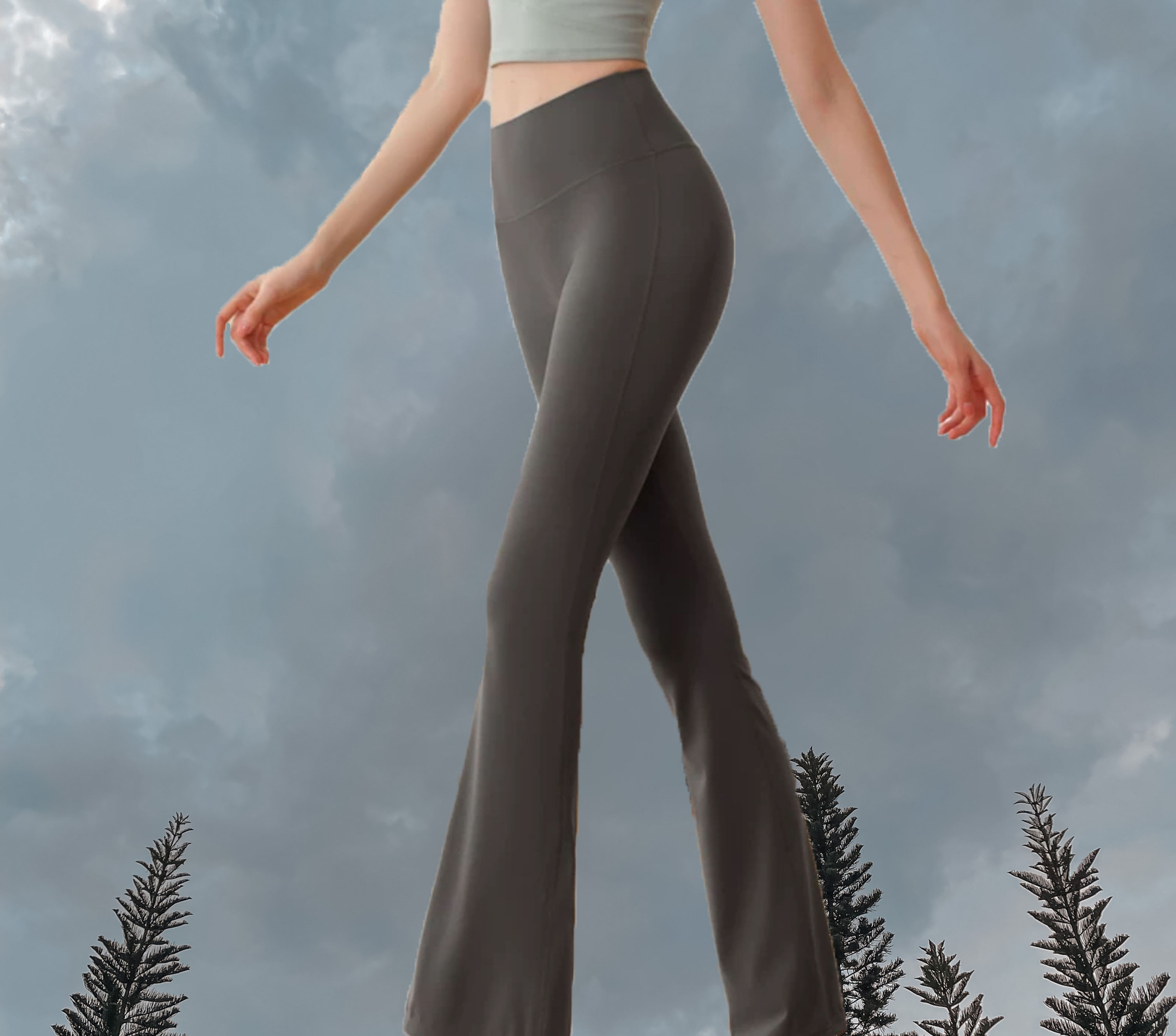 Lyra Flare Pants Dark Grey - Front