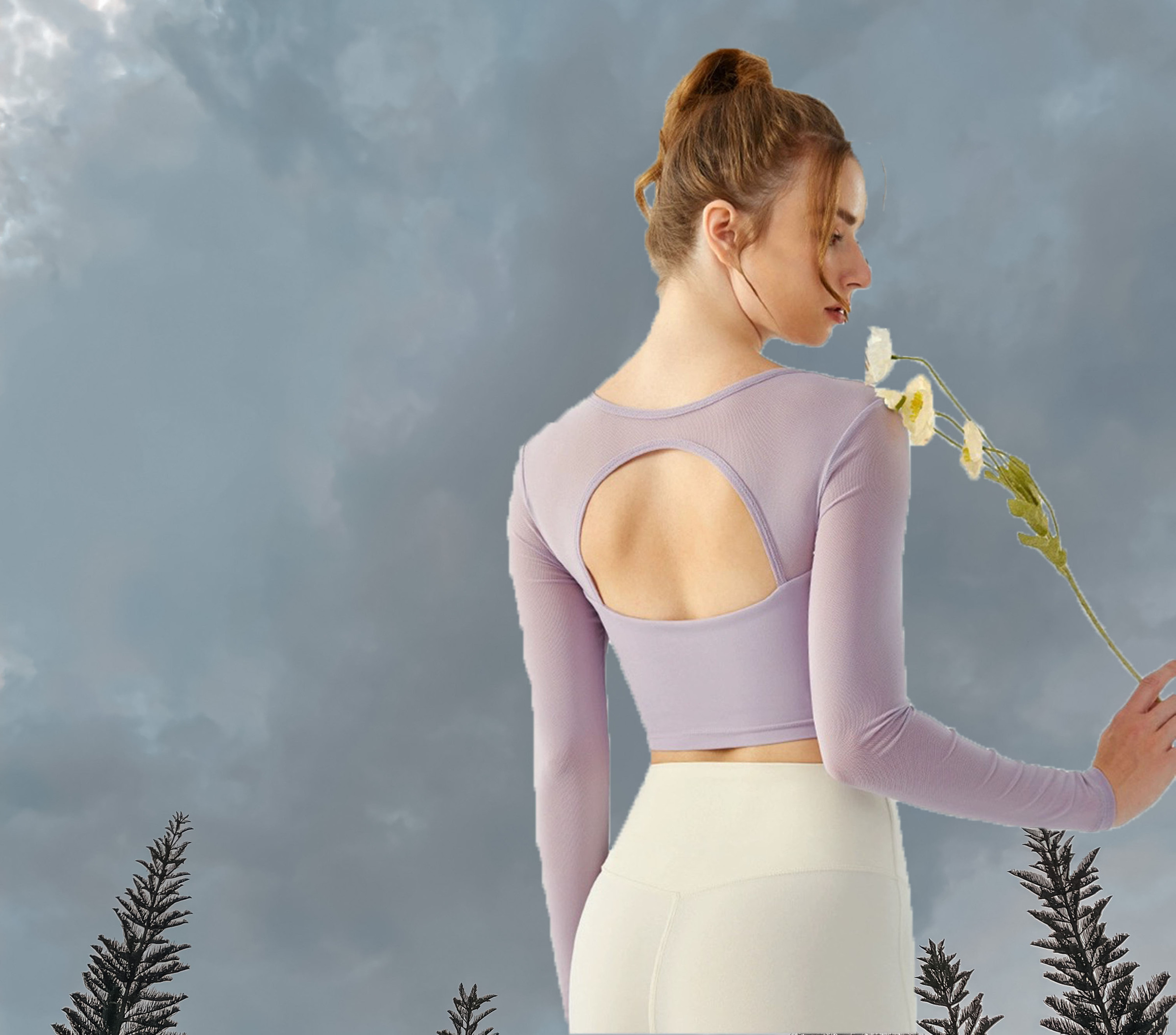 Angelica Long Sleeve Padded Lavender Purple - Back