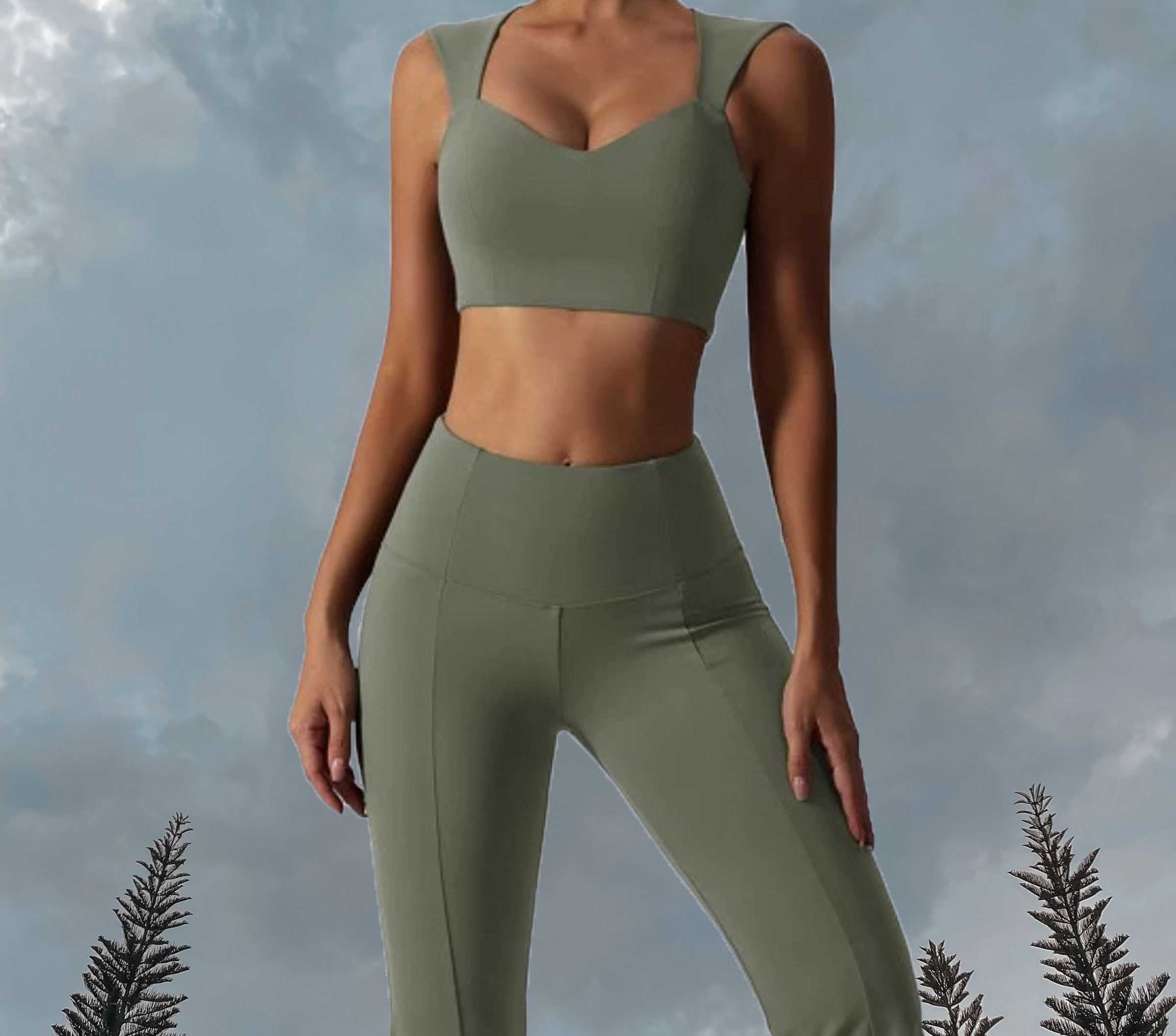 Chloe Sport Bra Hunter Green Full Body - Front