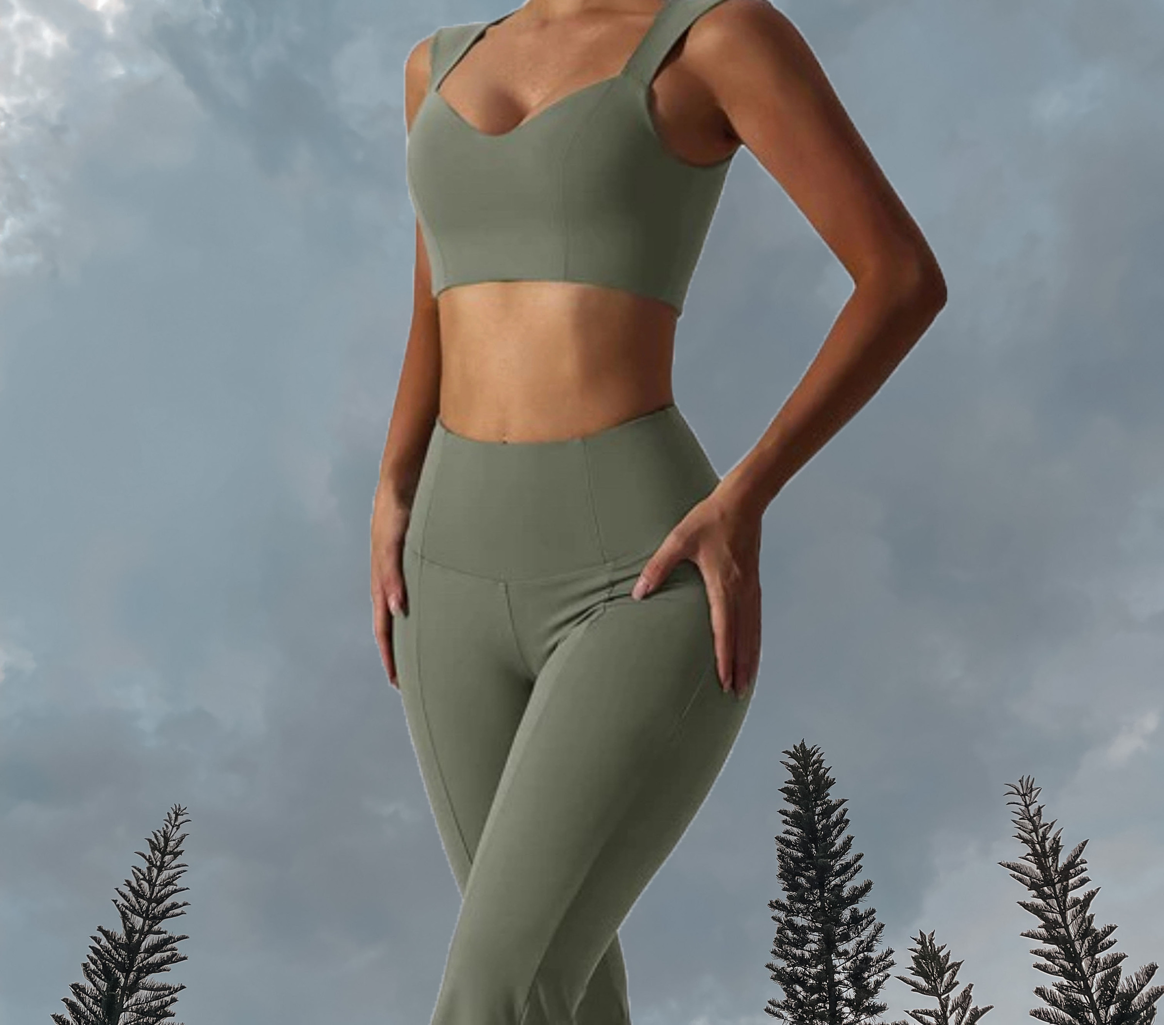 Chloe Sport Bra Hunter Green Full Body - Side