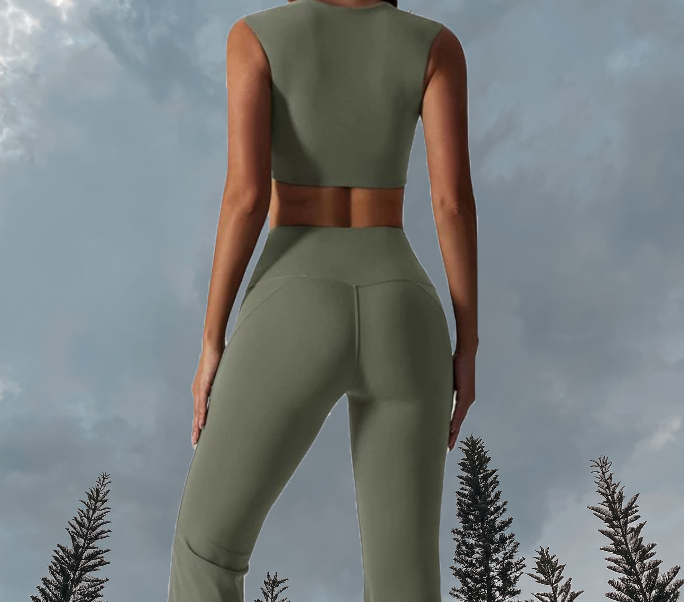 Chloe Sport Bra Hunter Green Full Body - Back