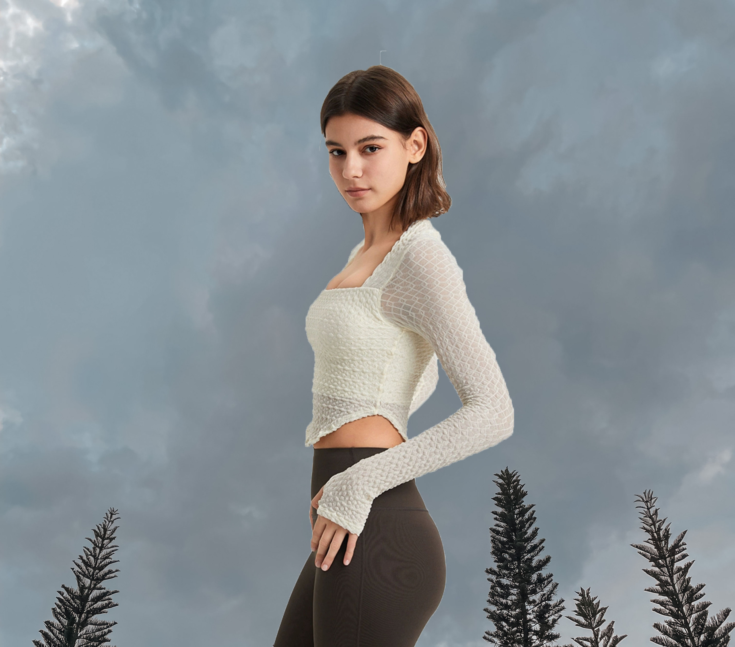 Cloudy Long Sleeve Padded Ivory - Side