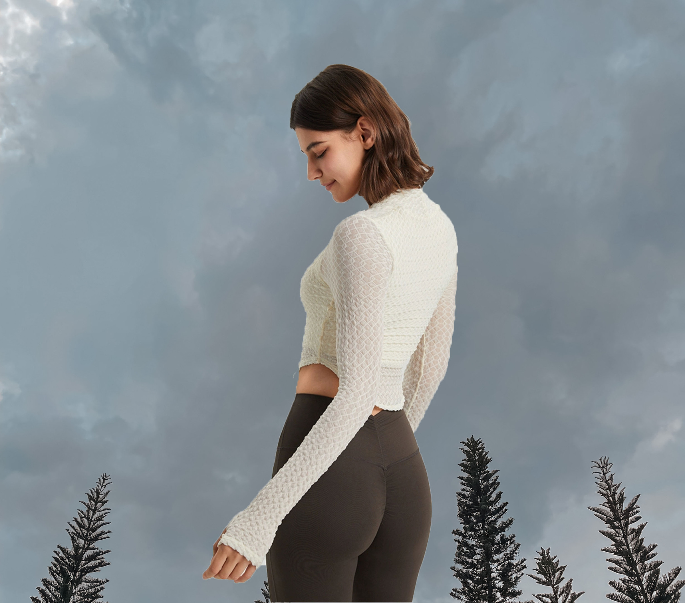 Cloudy Long Sleeve Padded Ivory - Back
