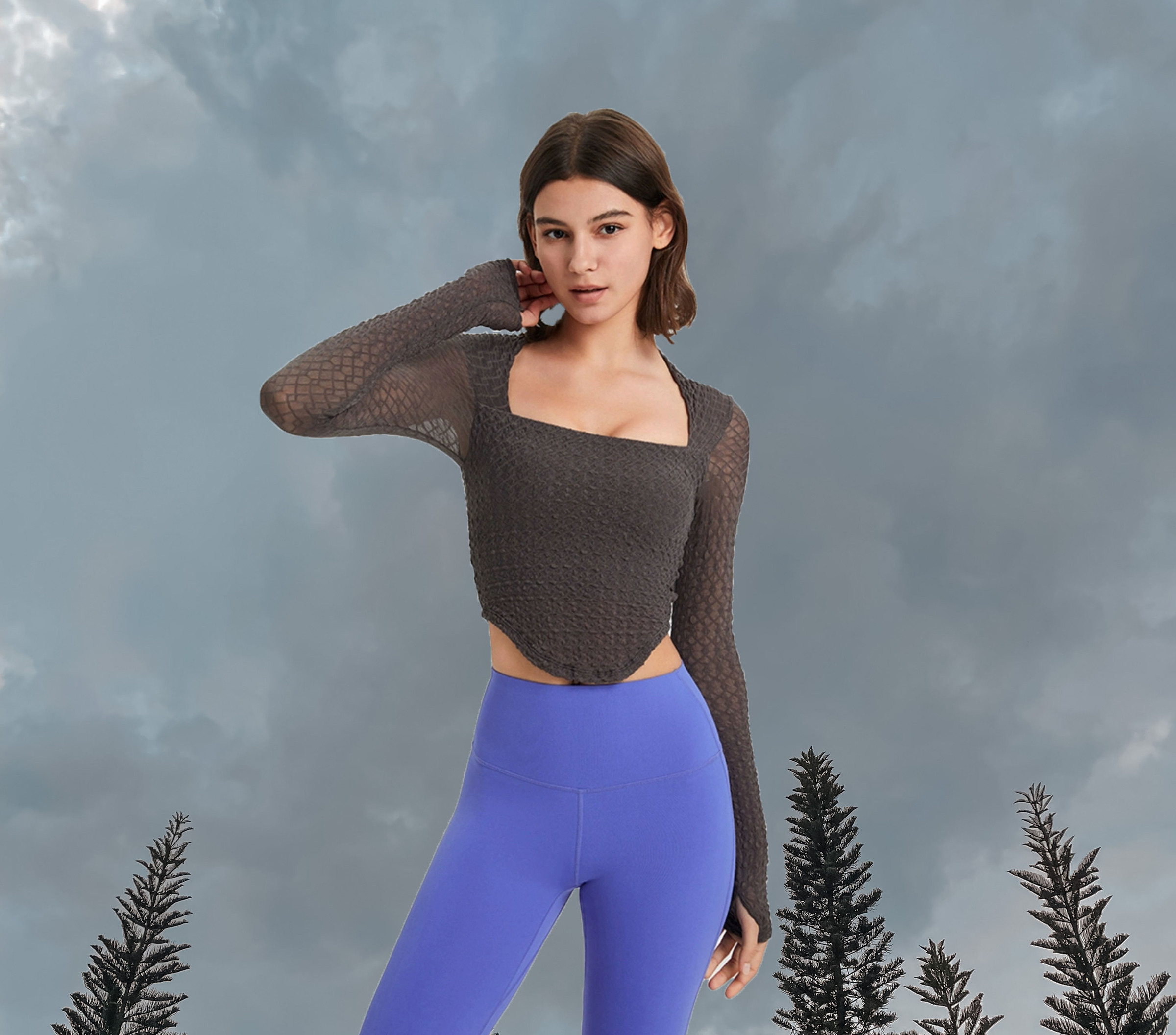 Cloudy Long Sleeve Padded Dark Grey - Front