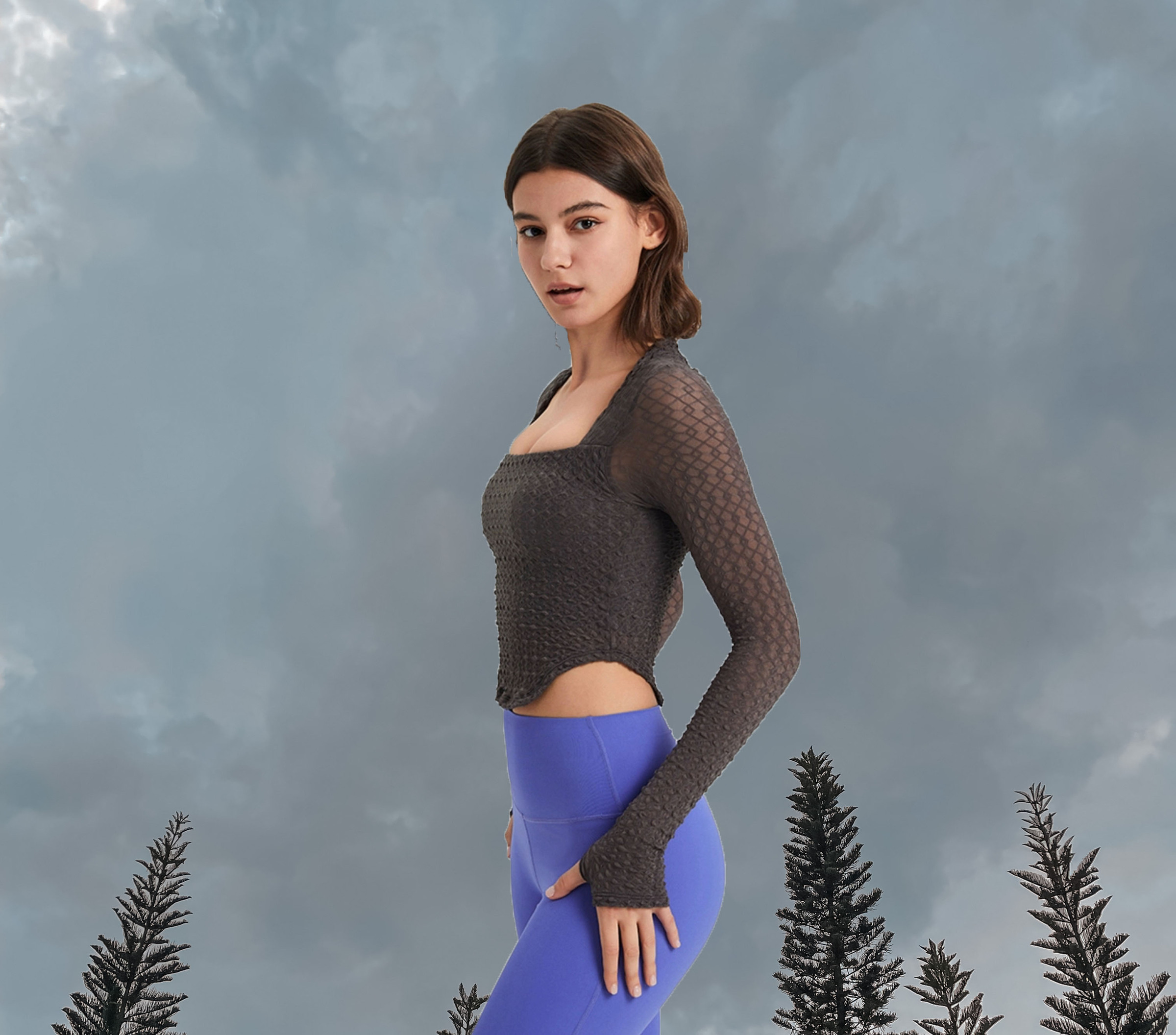 Cloudy Long Sleeve Padded Dark Grey - Side