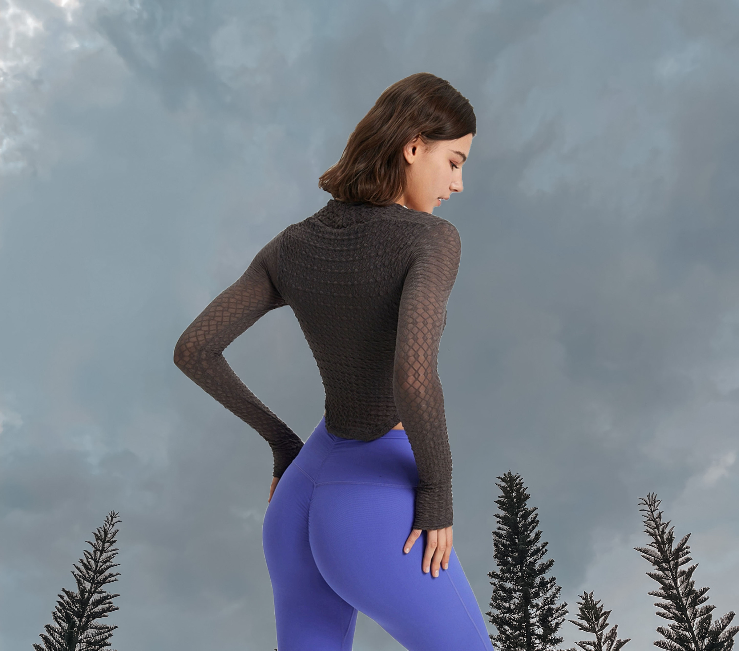 Cloudy Long Sleeve Padded Dark Grey -  Back
