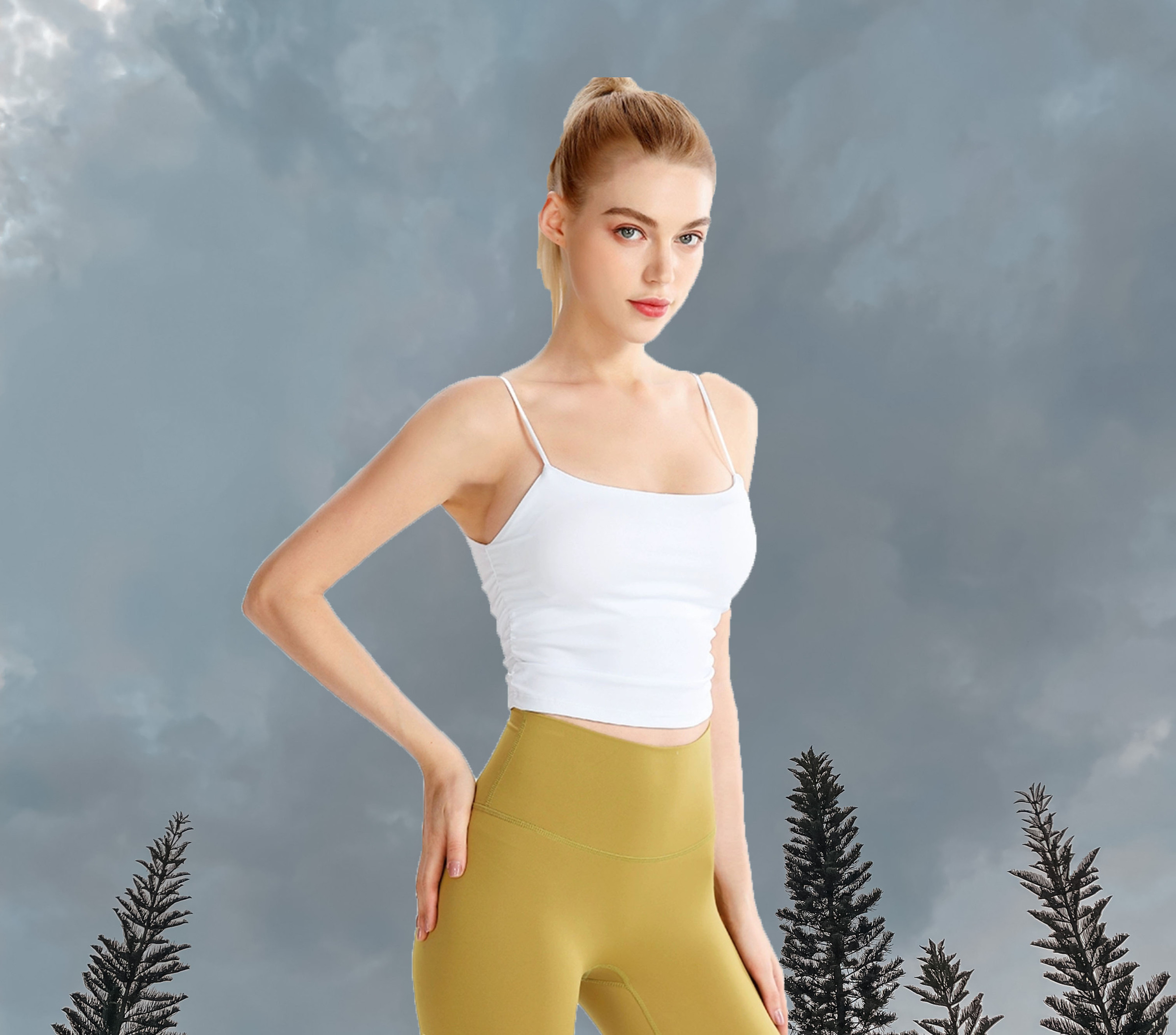 Cici Sport Bra White Front
