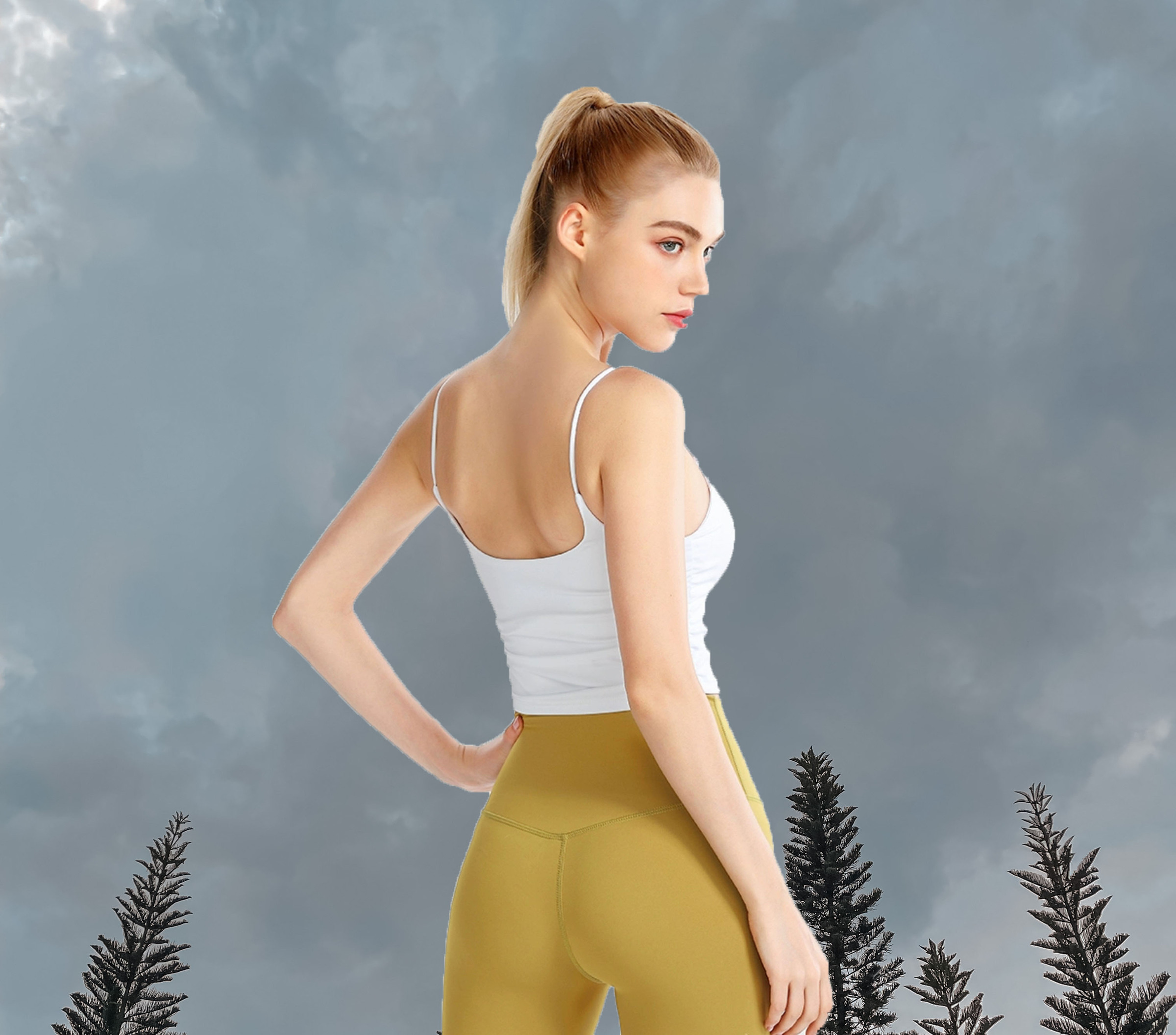 Cici Sport Bra White Back