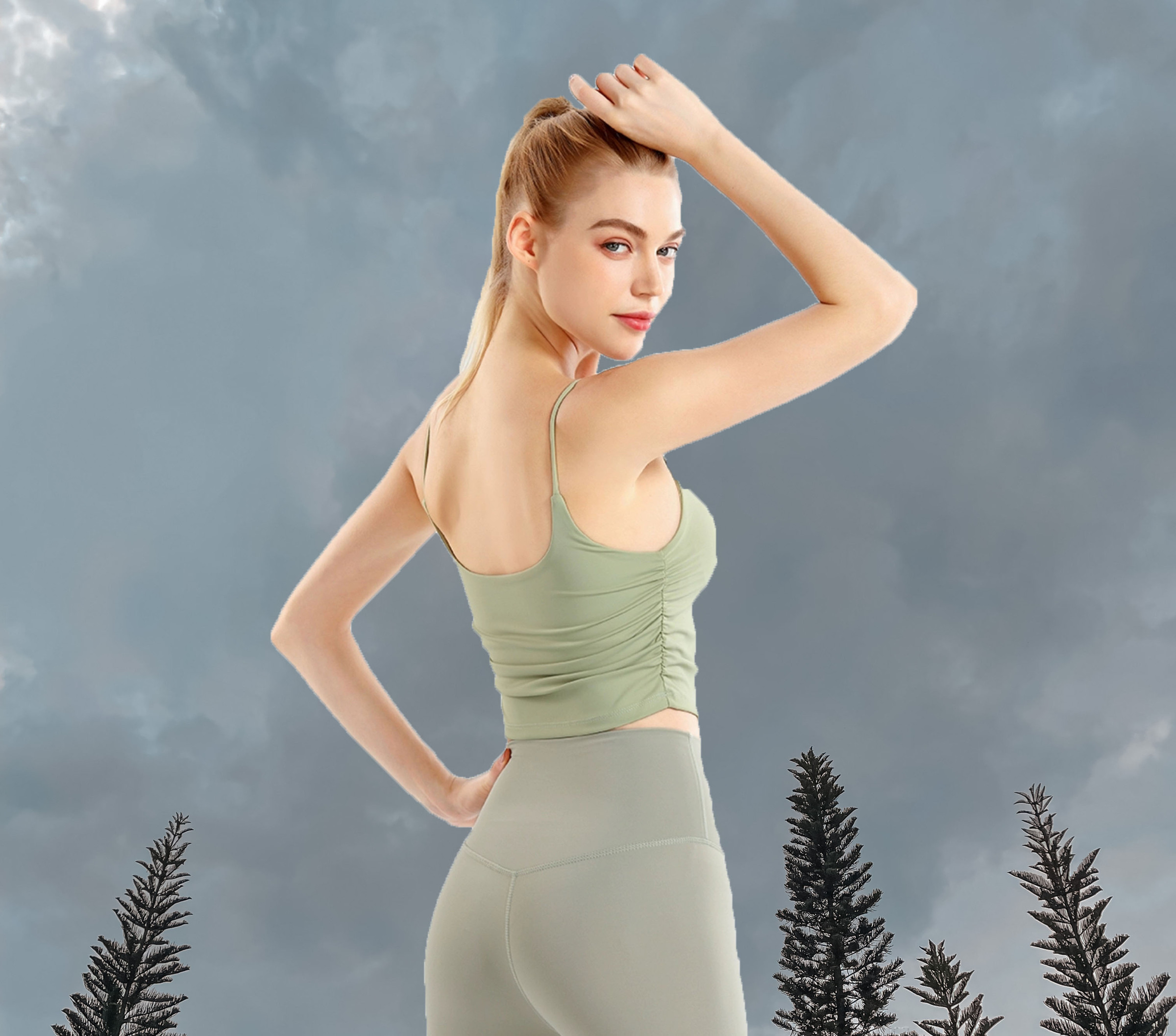 Cici Sport Bra Avocado Back
