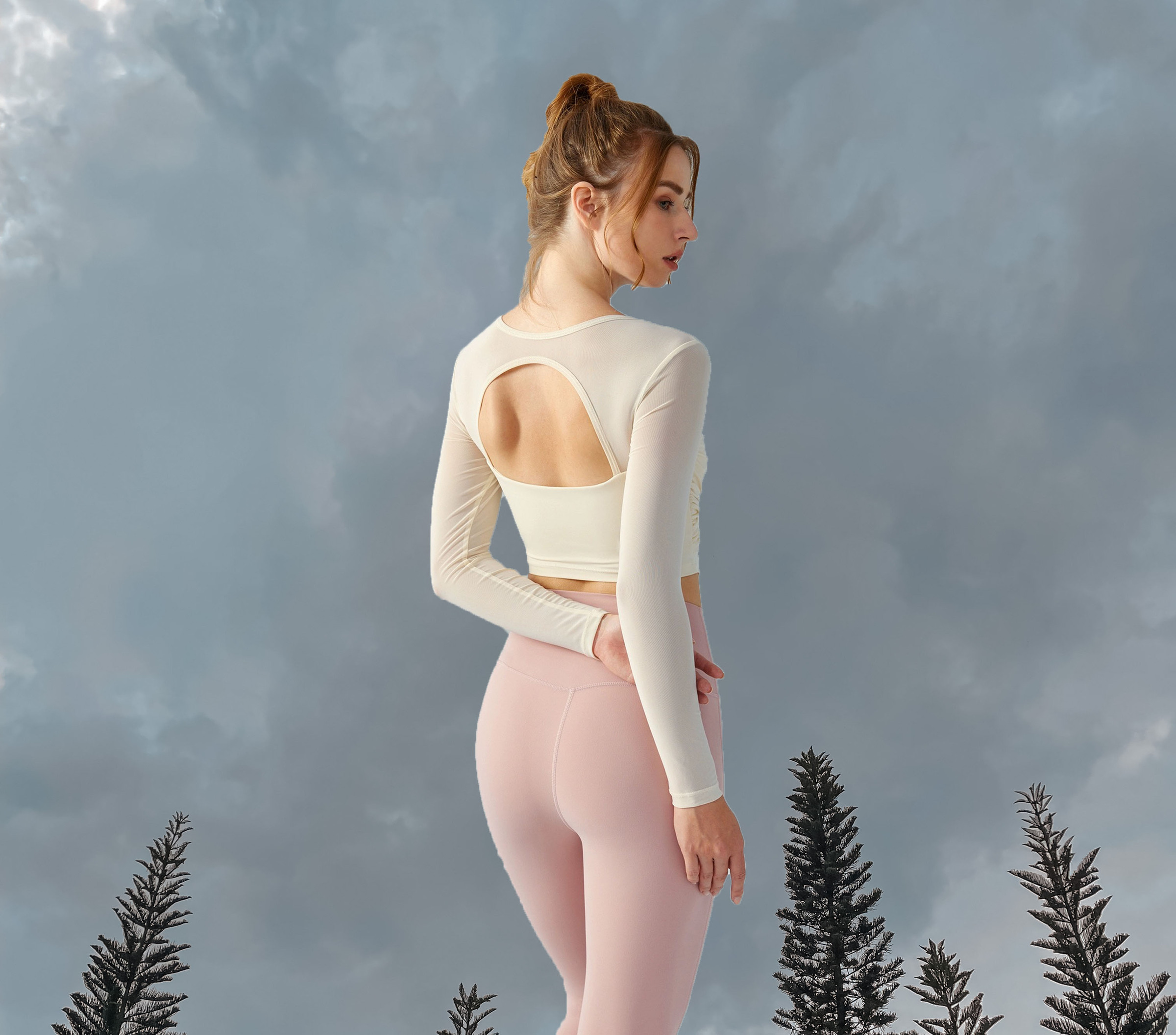 Angelica Long Sleeve Padded Ivory Back
