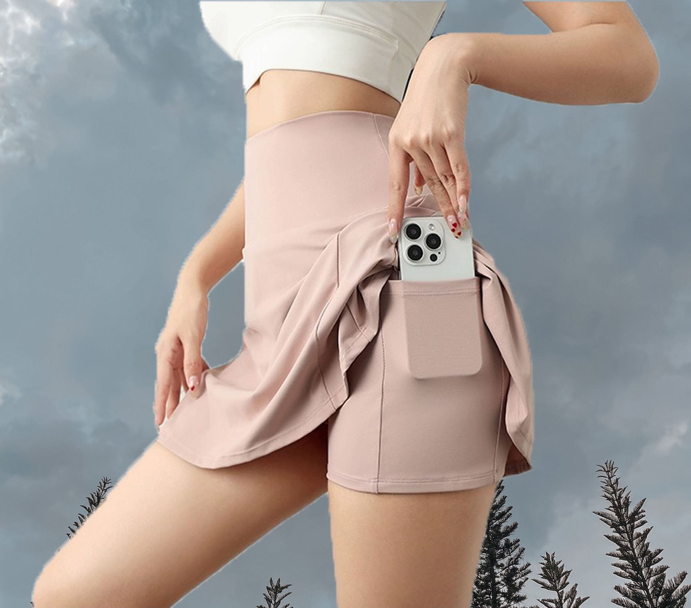 Sophie Skort Pink - Side Pocket